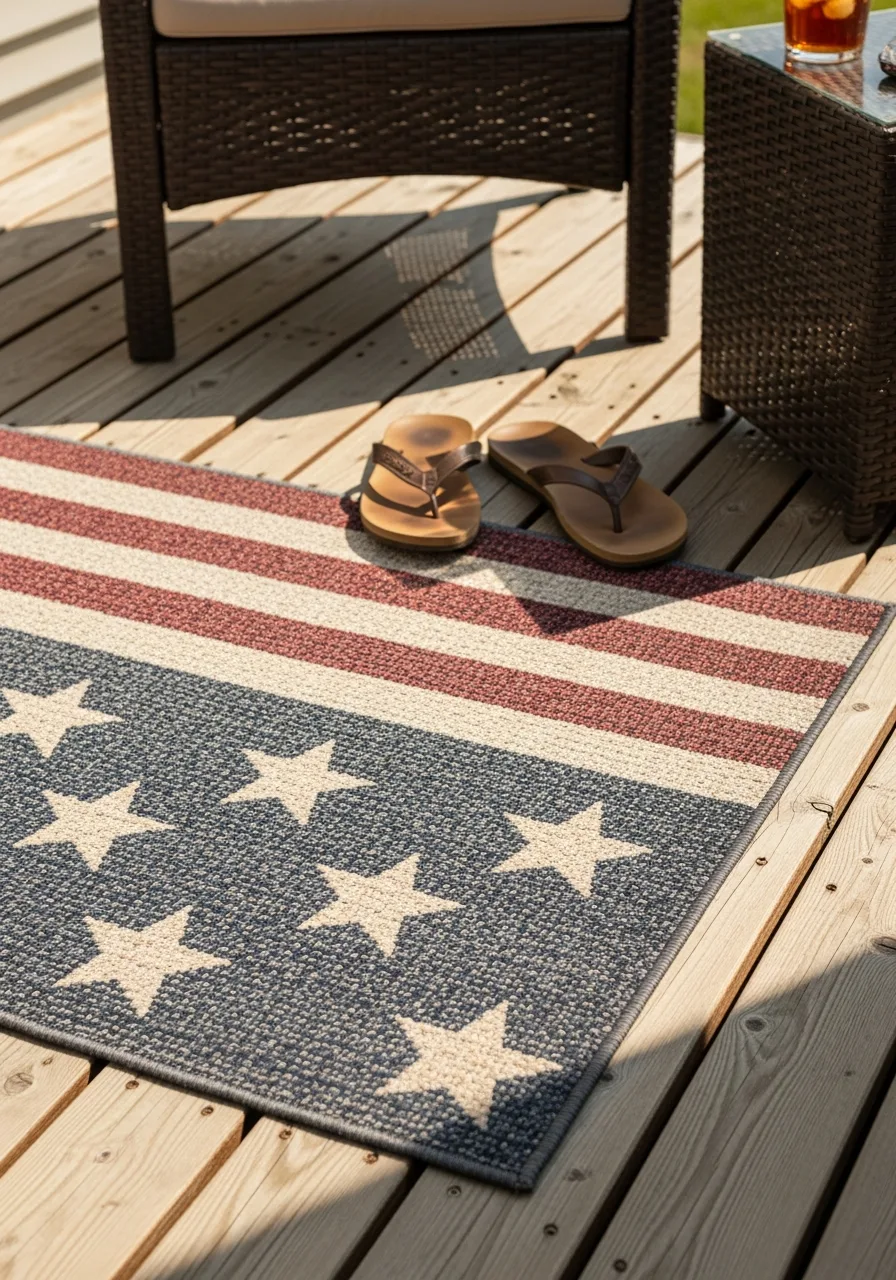 32. Flag Themed Outdoor Rug