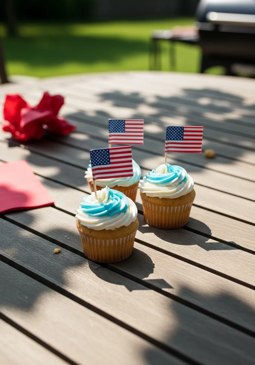 36. Flag Themed Cupcake Toppers