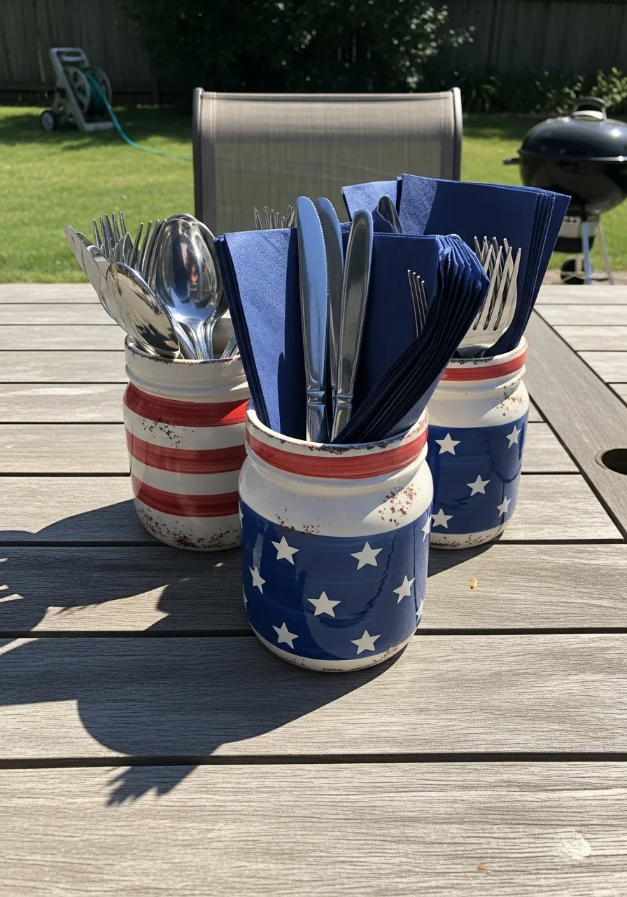 44. Flag Themed Utensil Holders
