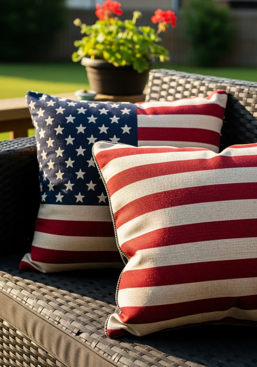 50. Flag Patterned Outdoor Pillowcases
