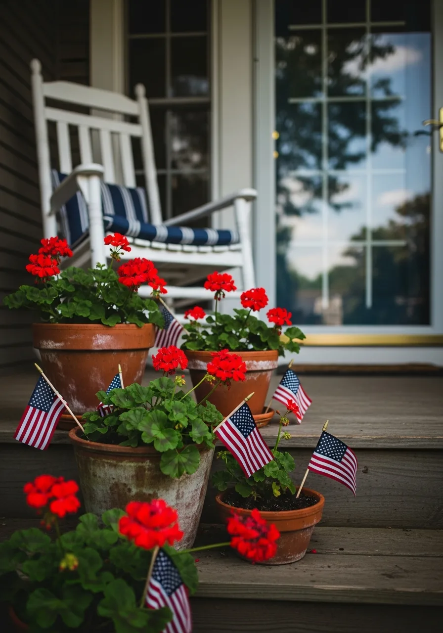 12. Red Geranium Flower Pots