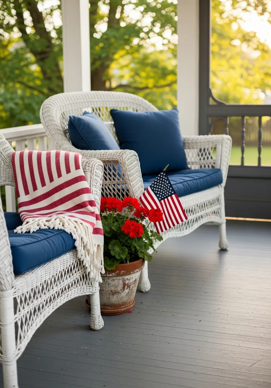13. White Wicker Settees