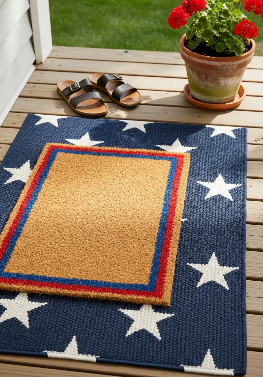 2. Layered Patriotic Doormats
