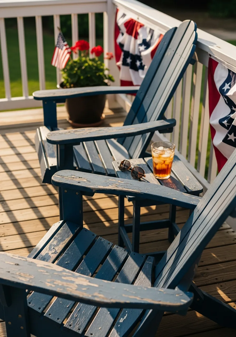 25. Blue Adirondack Chairs