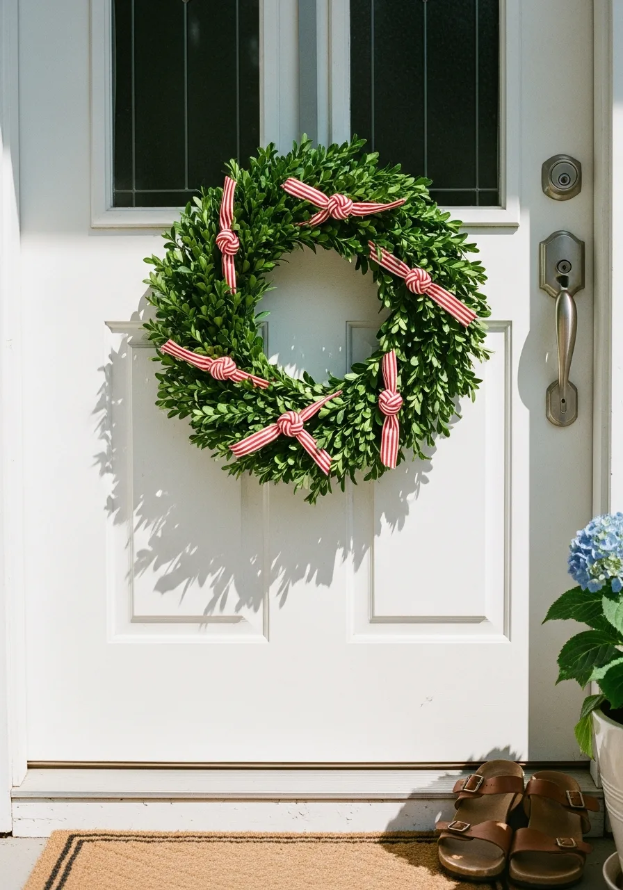 48. Striped Ribbon Wreath Accents