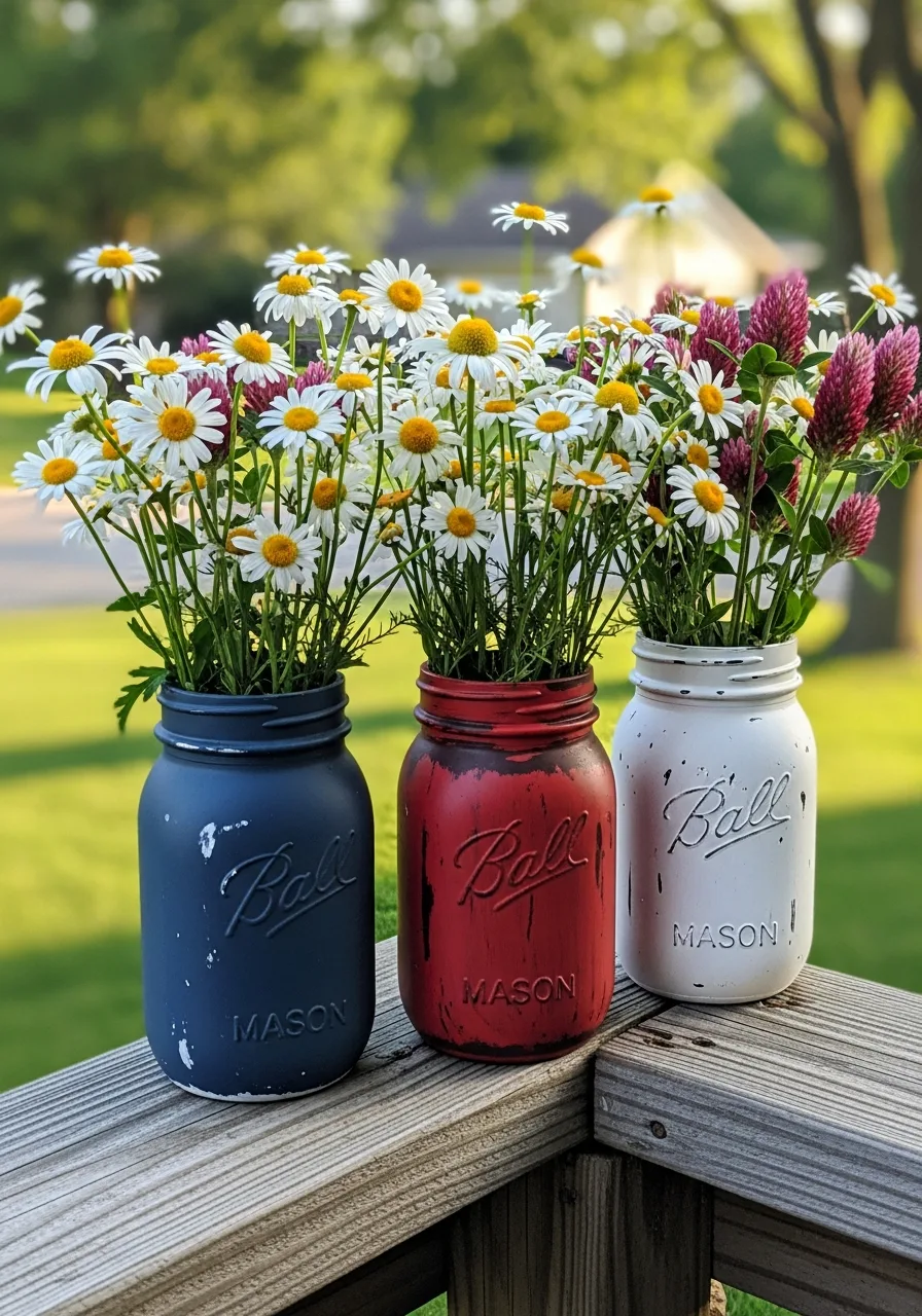 8. Painted Mason Jar Vases