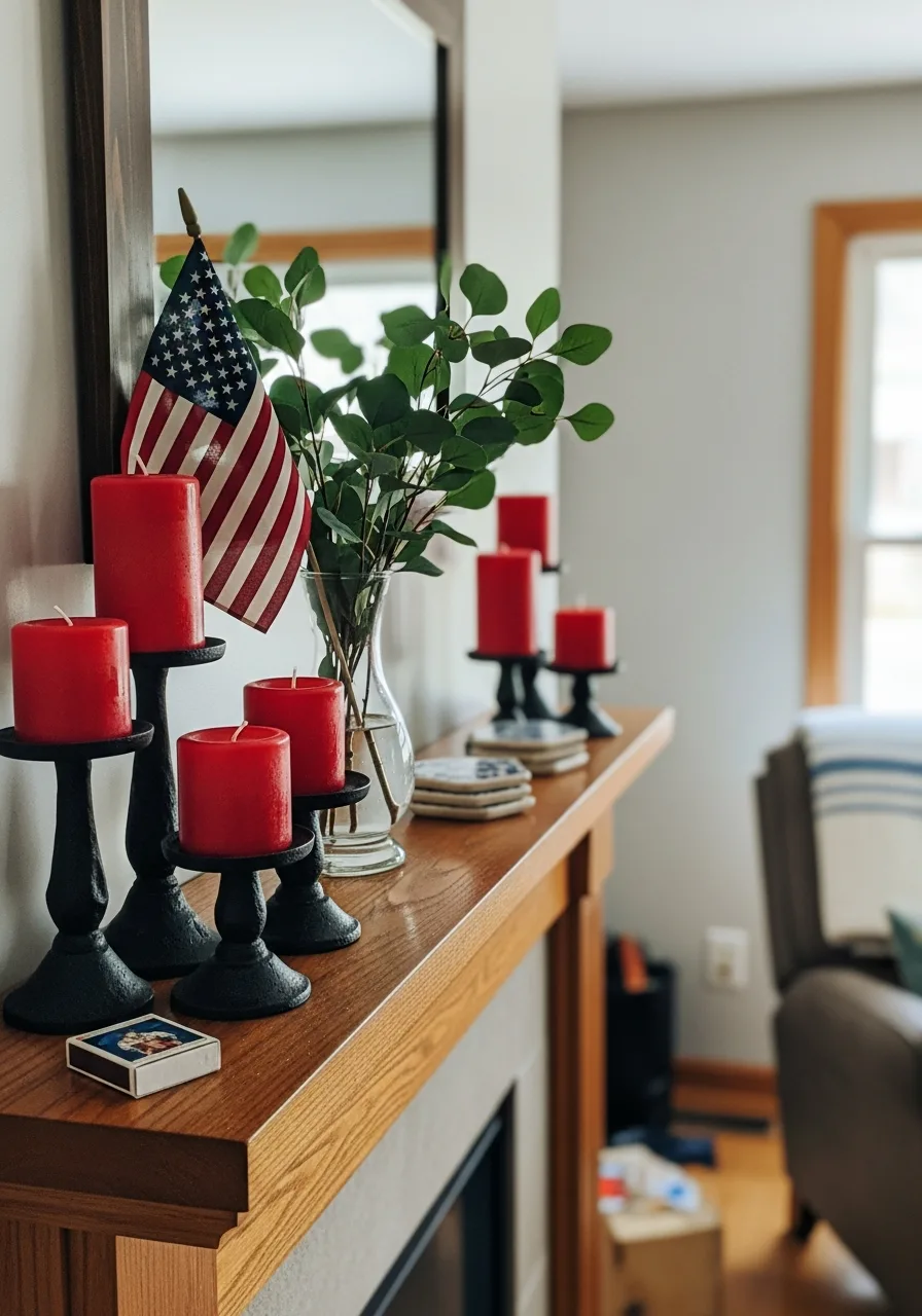 10. Red Pillar Candle Pedestals