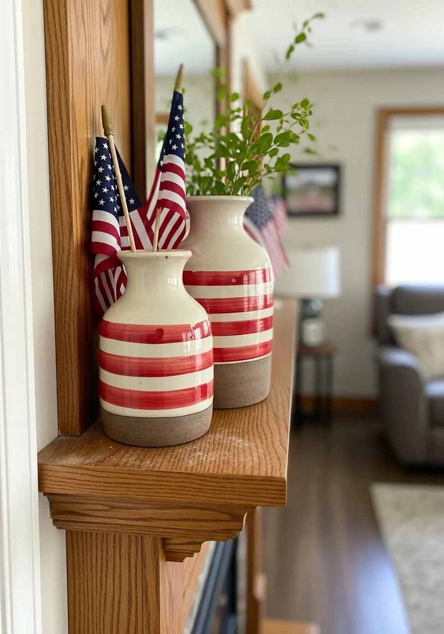 22. Red and White Striped Vases