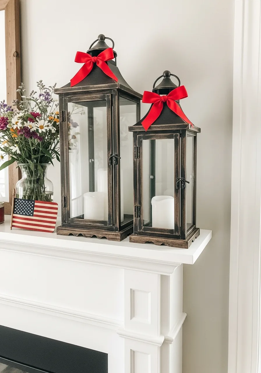 26. Metal Lanterns with Red Bows