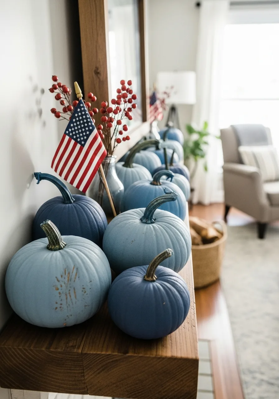 32. Painted Blue Mini Pumpkins