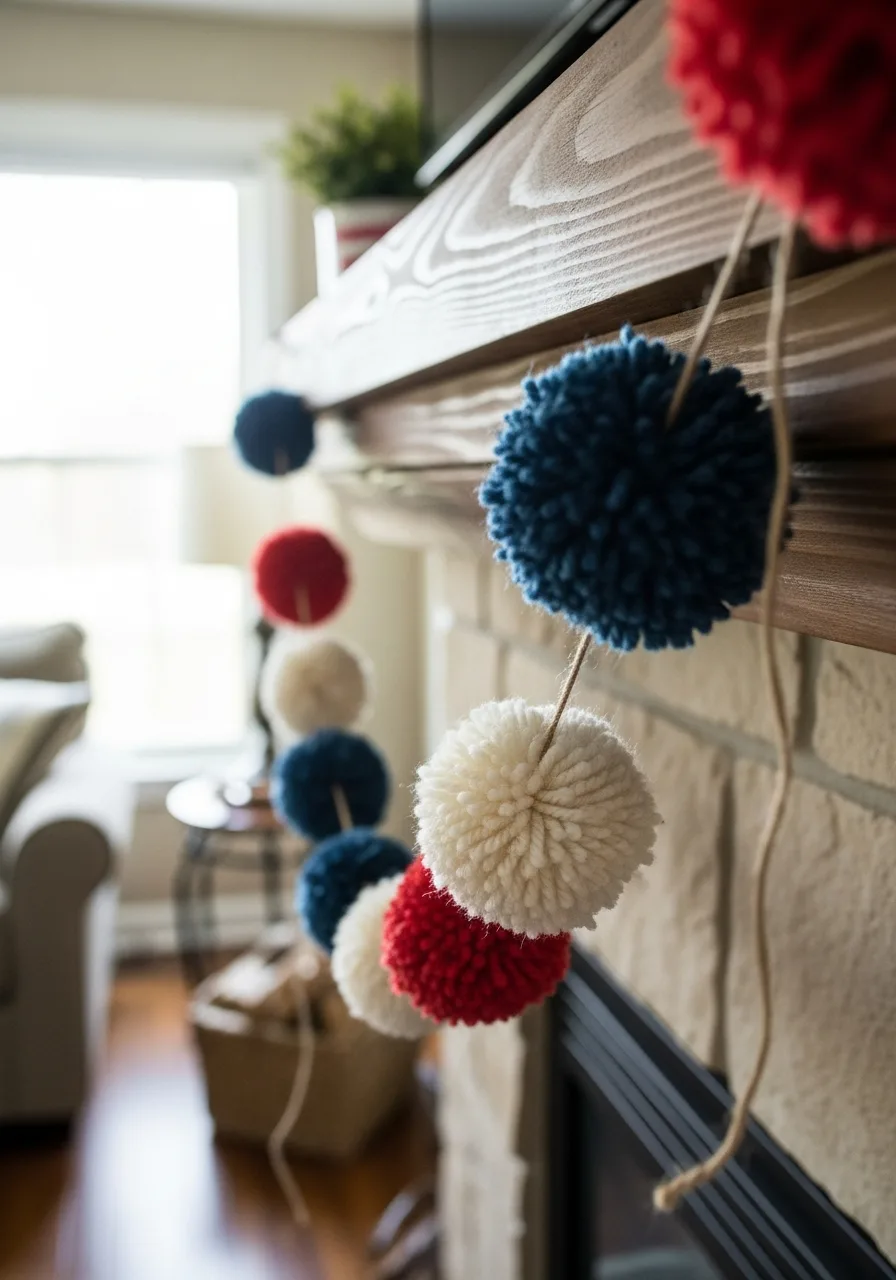 33. Patriotic Pom-Pom Garland