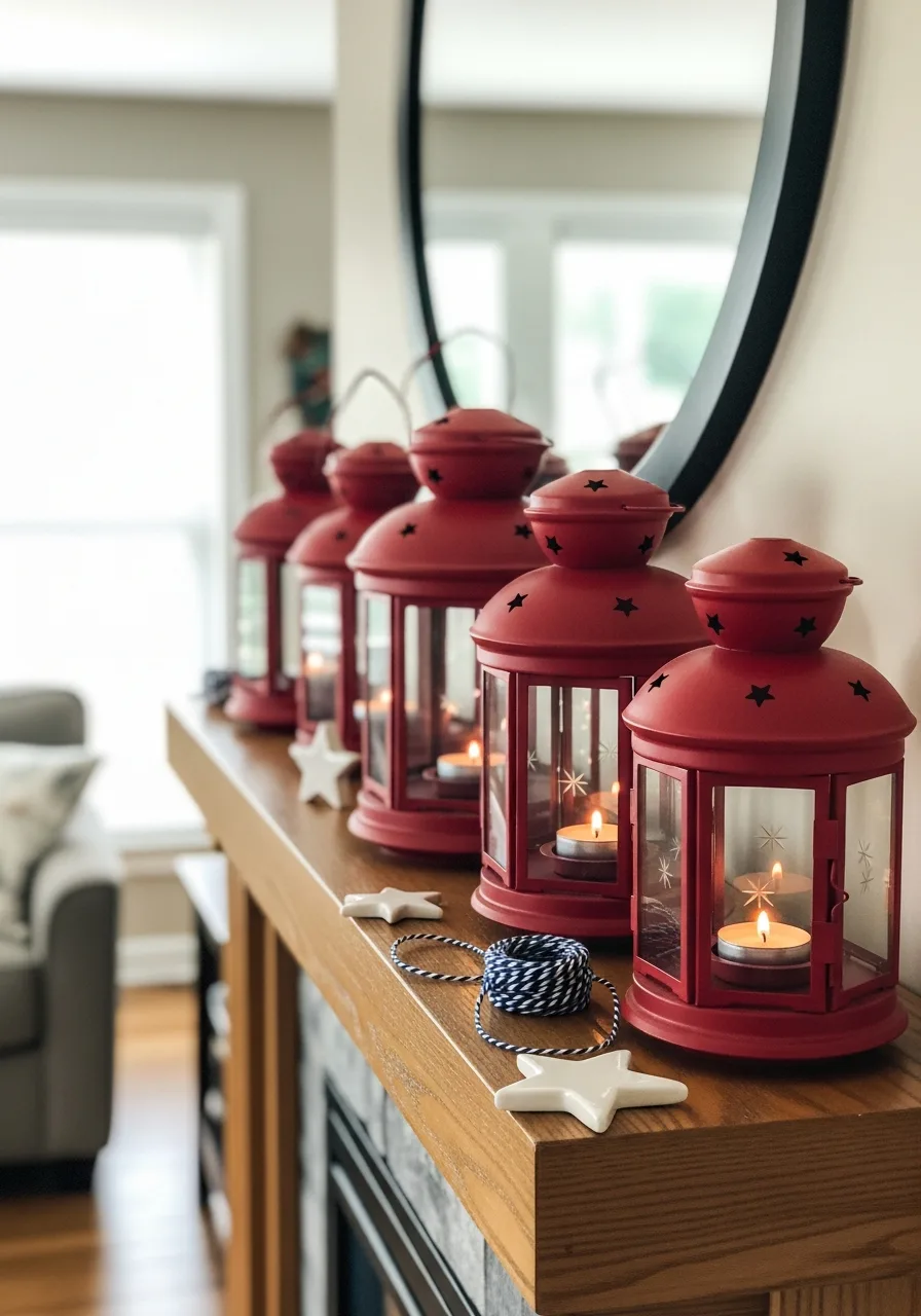 35. Red Lanterns with Tea Lights