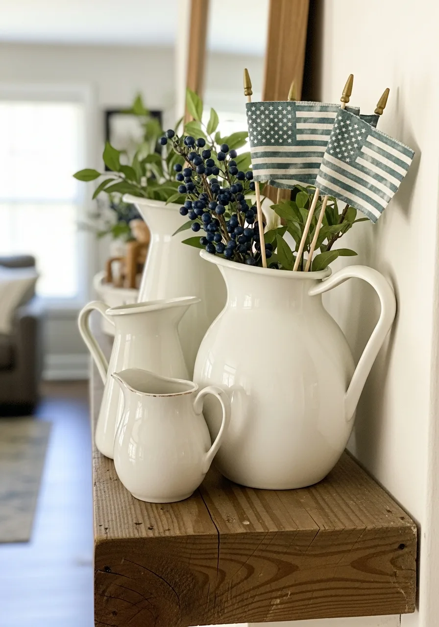 4. White Ceramic Pitcher Grouping