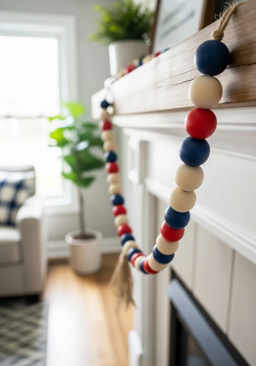 41. Red and Blue Beaded Garland