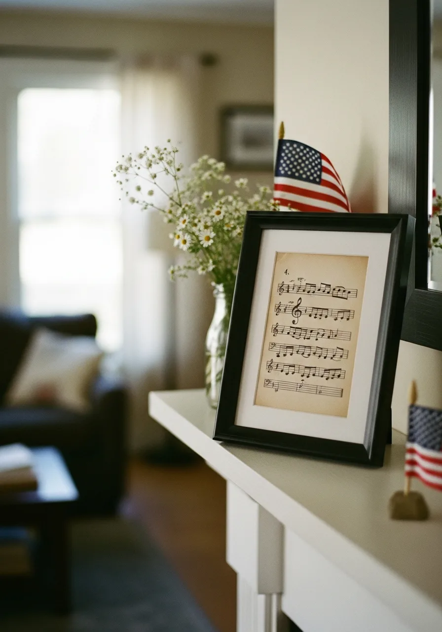 5. Framed Patriotic Sheet Music