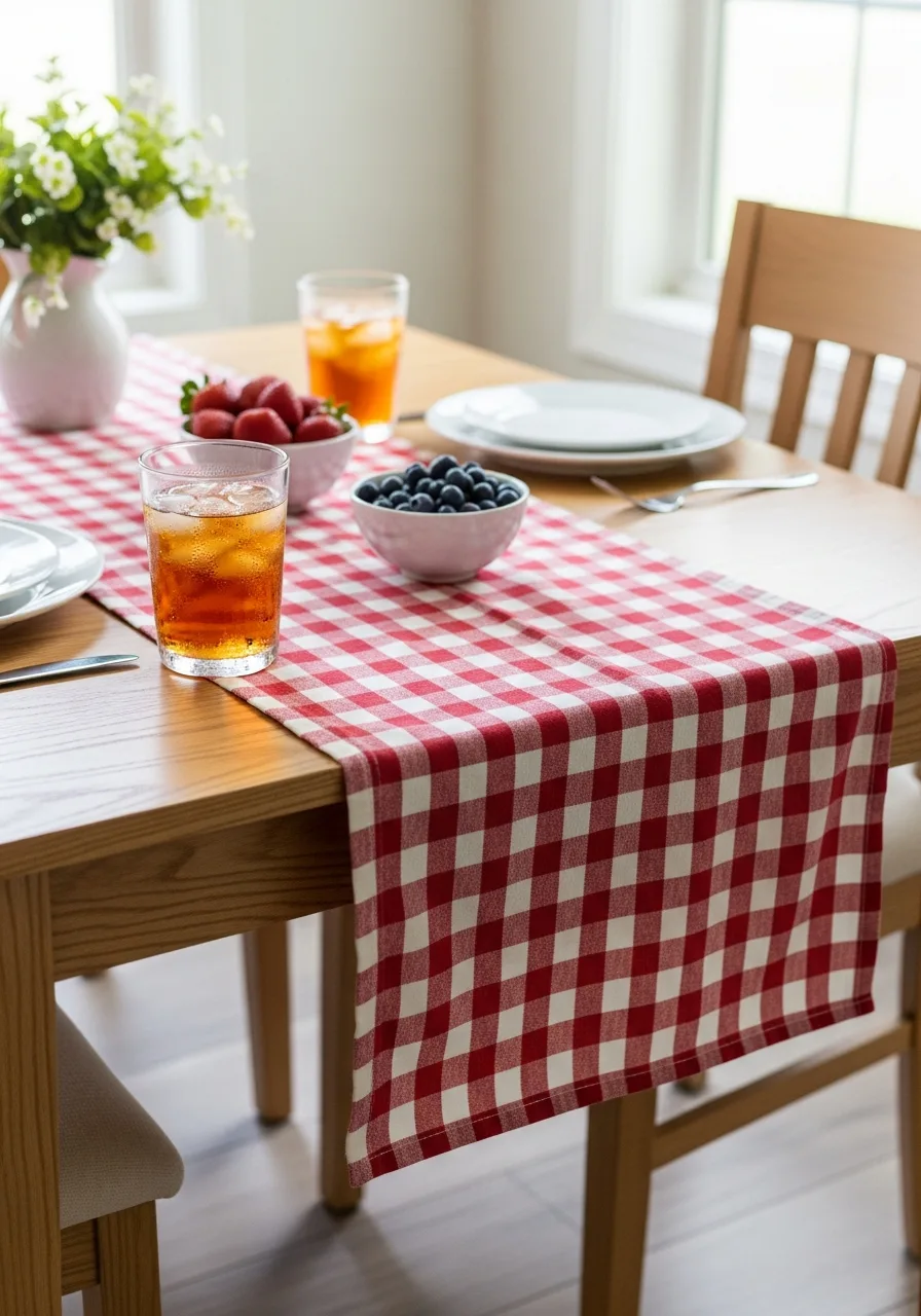 1. Red Gingham Table Runner