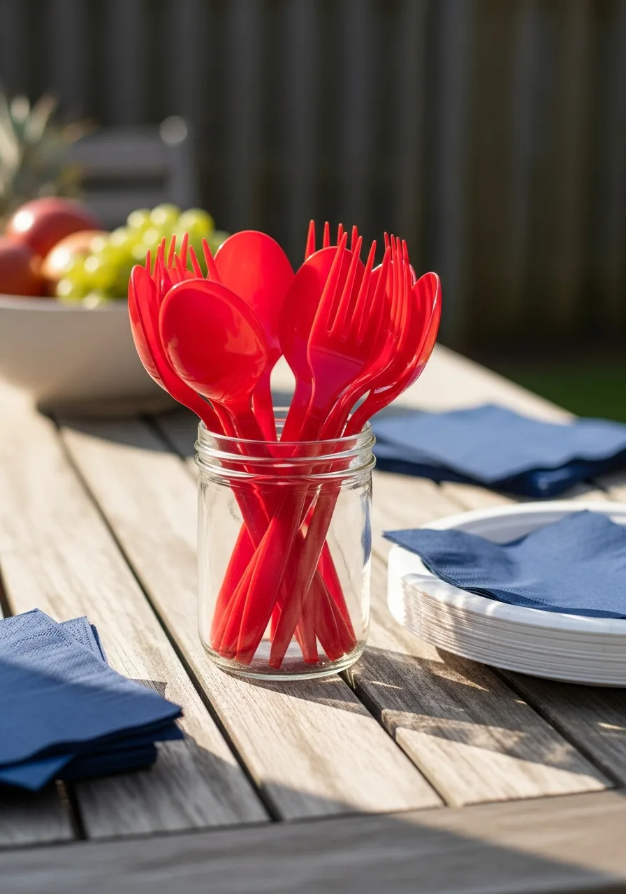 19. Red Plastic Cutlery