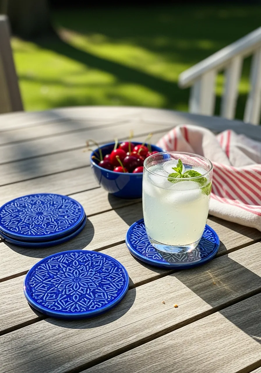 42. Blue Patterned Coasters