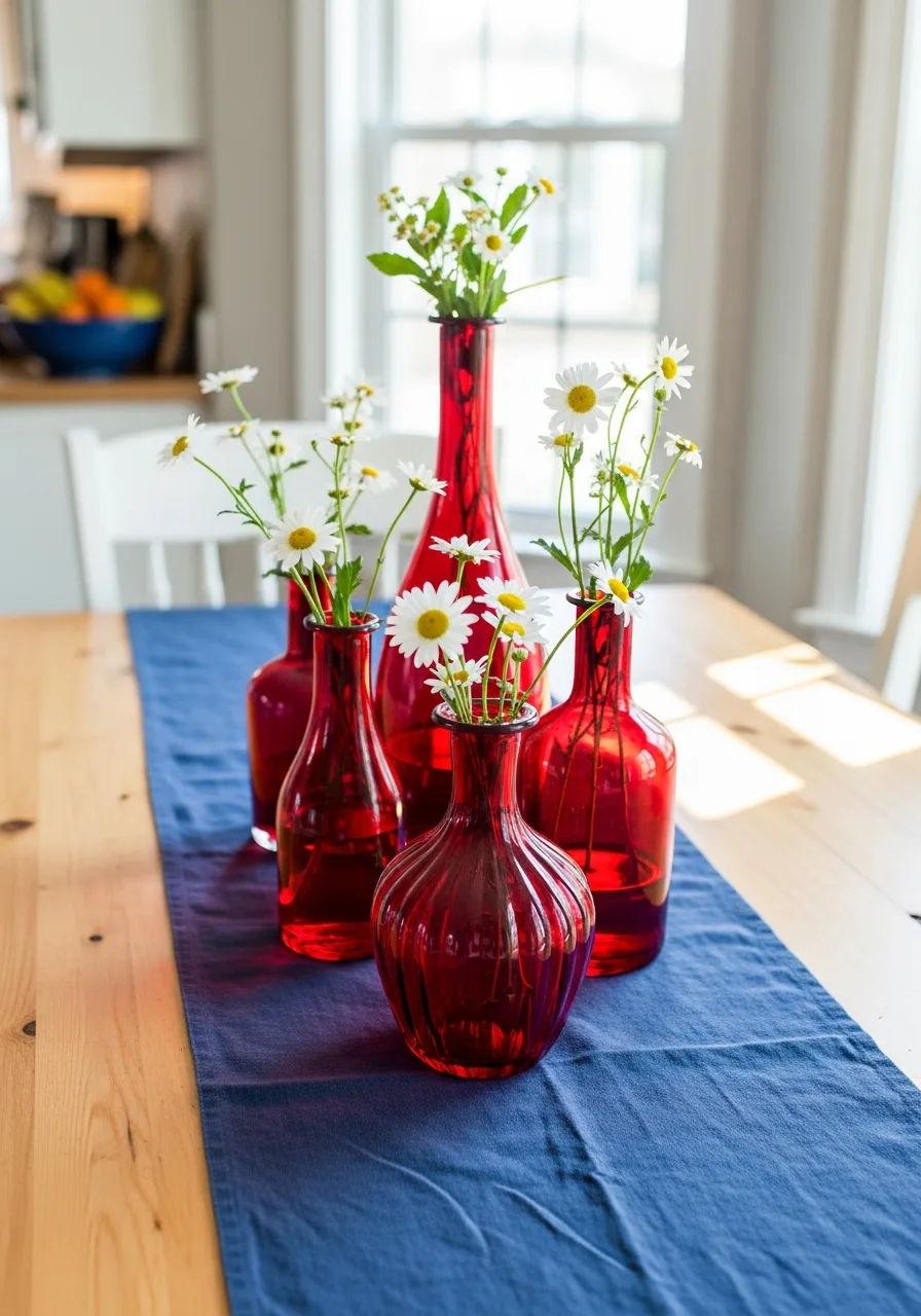 45. Red Glass Vases