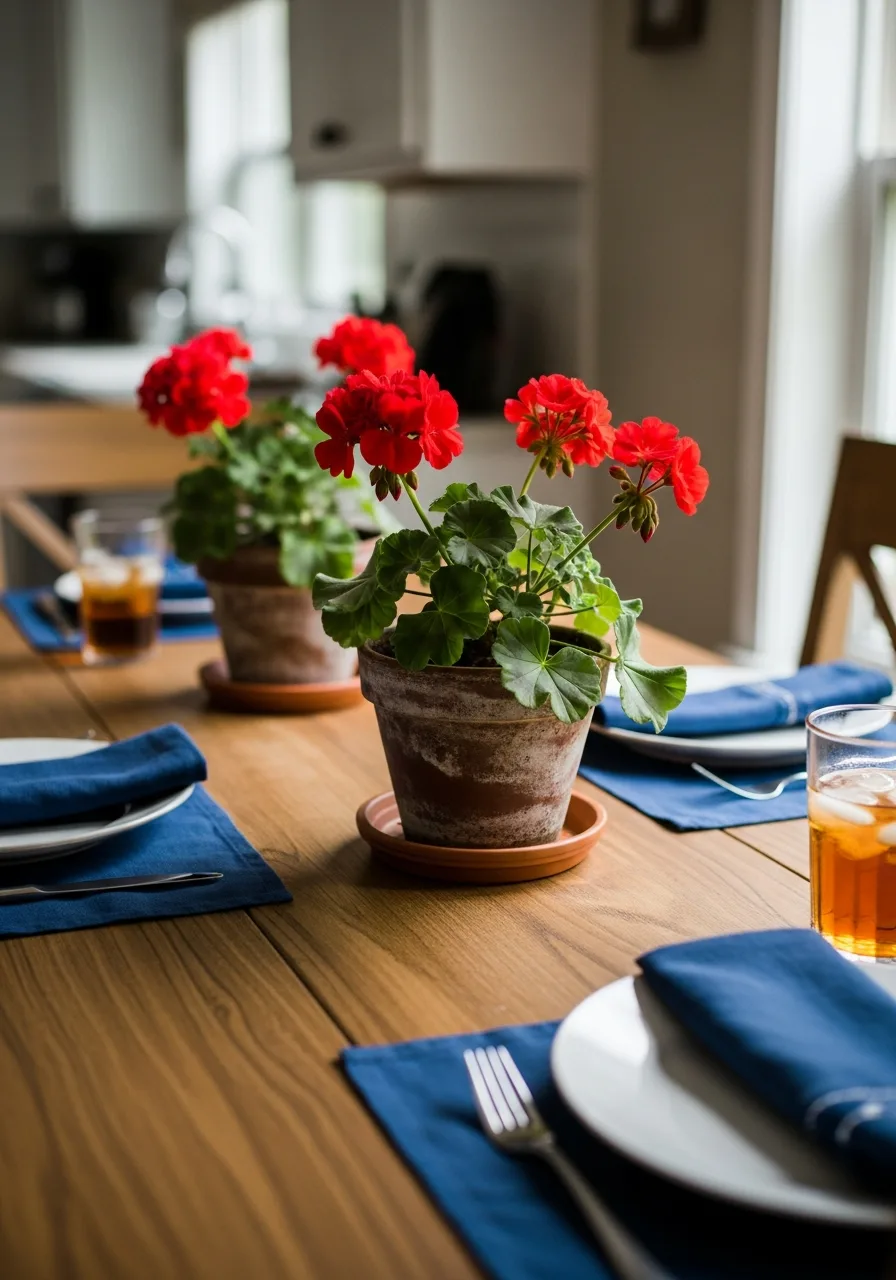 9. Red Geranium Centerpieces