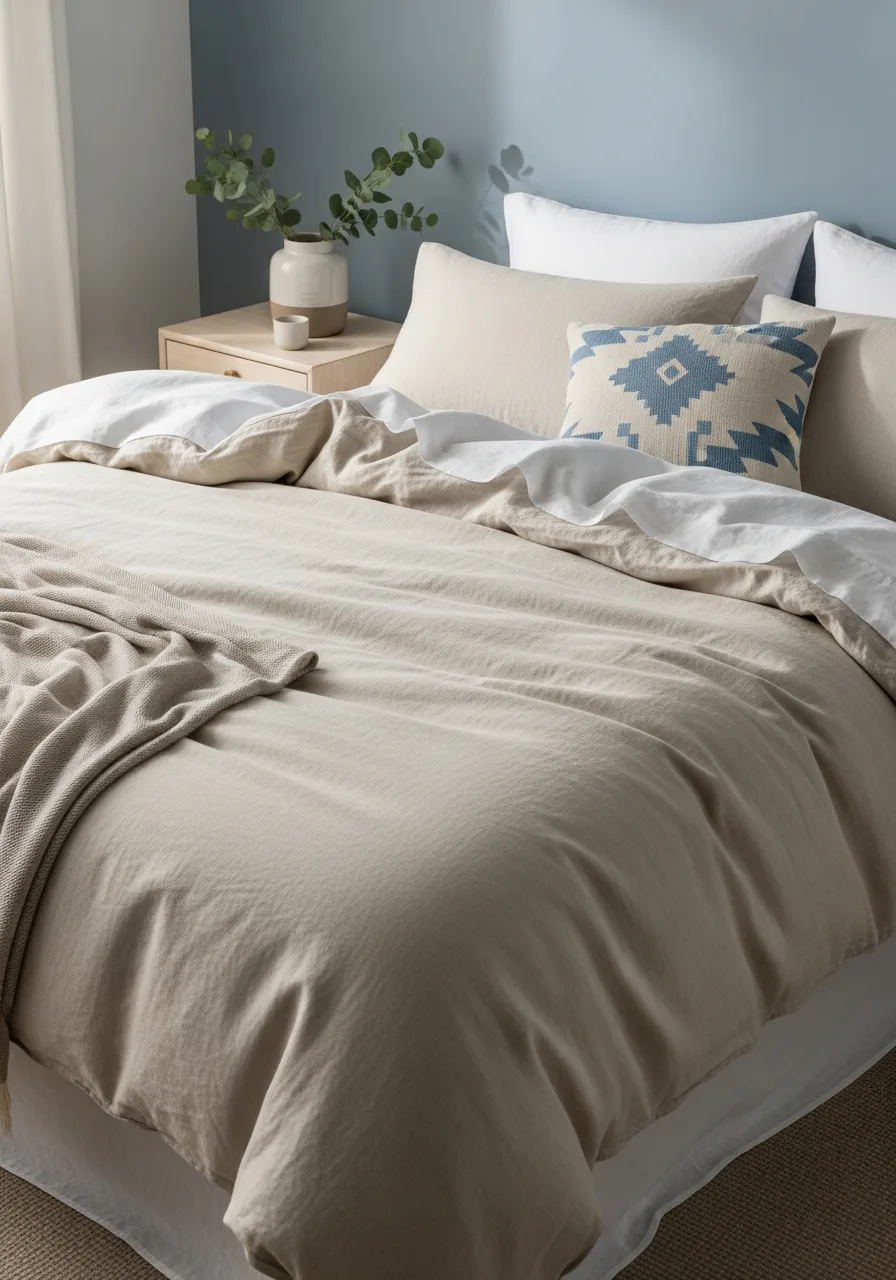 2. Cream Linen Bedding