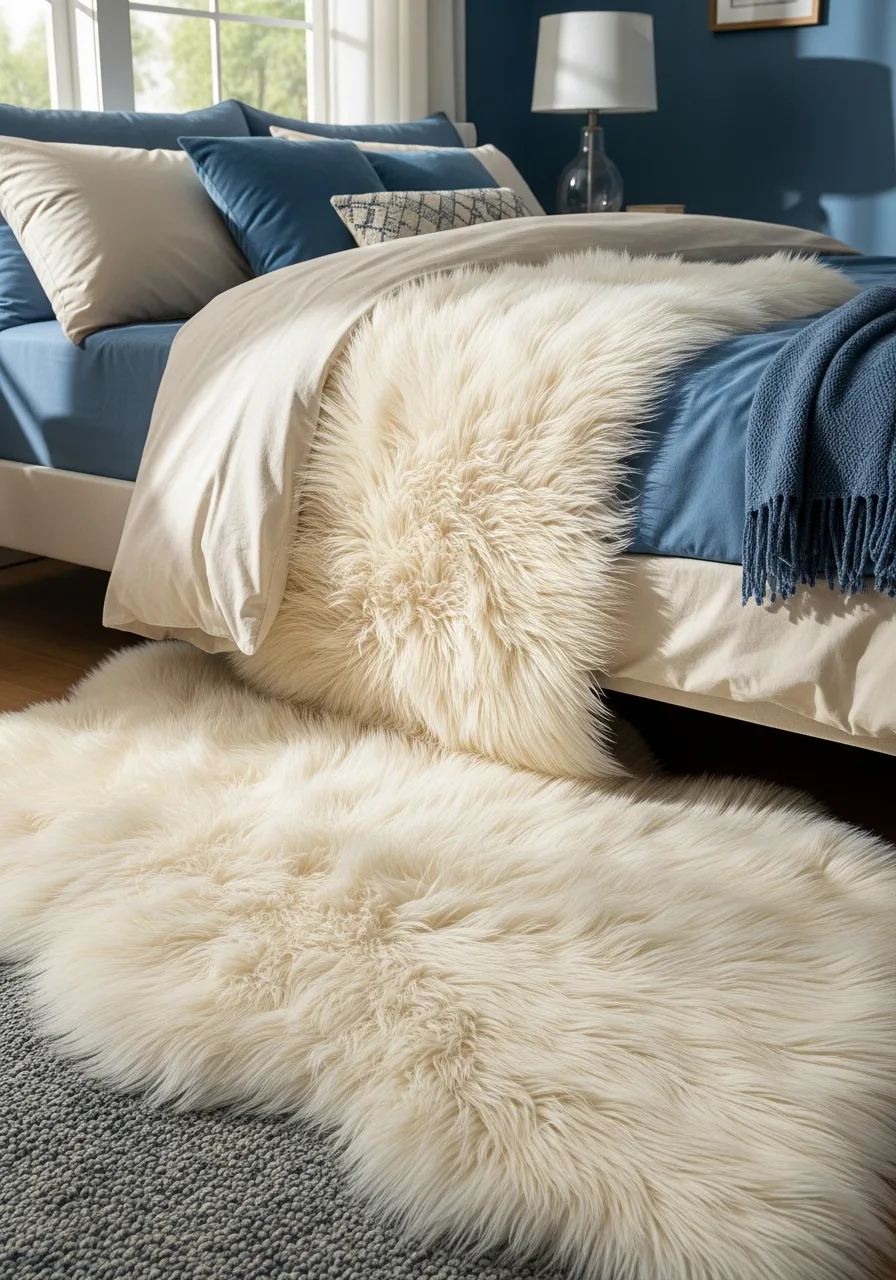 21. Cream Shag Faux Fur Rug