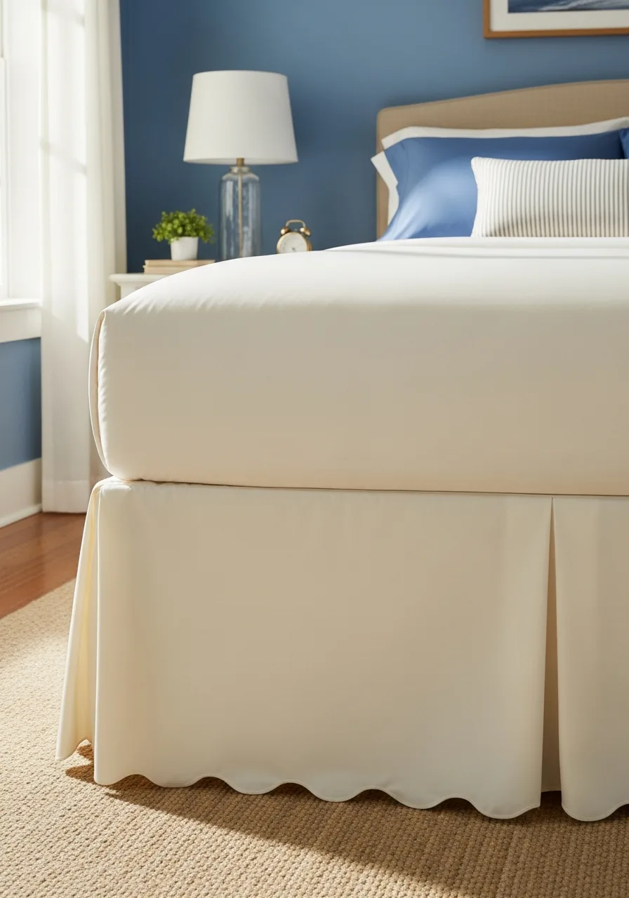 23. Scalloped Cream Bed Skirt