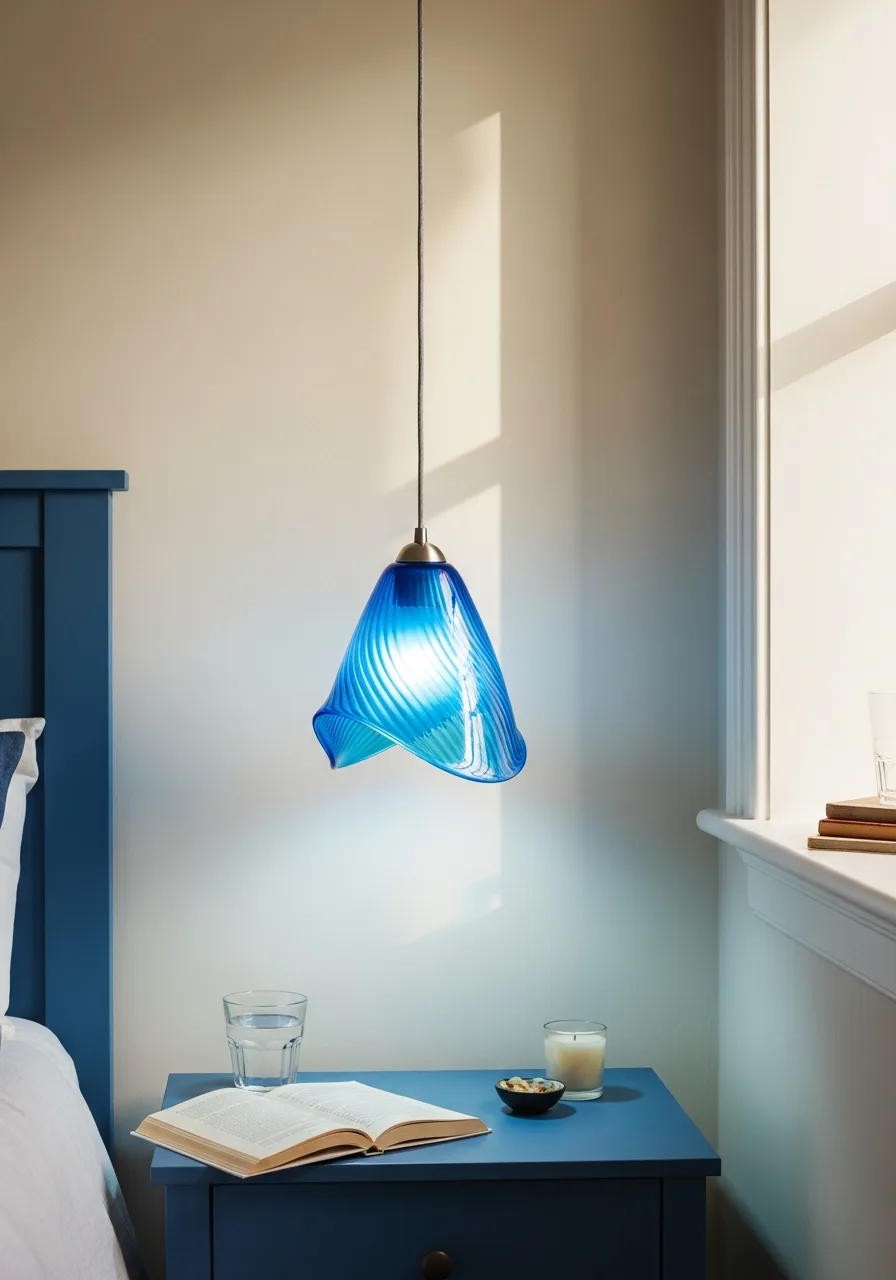 26. Blue Glass Pendant Light