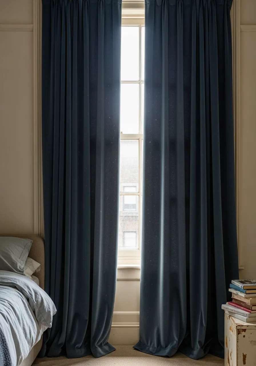 28. Slate Blue Velvet Curtains