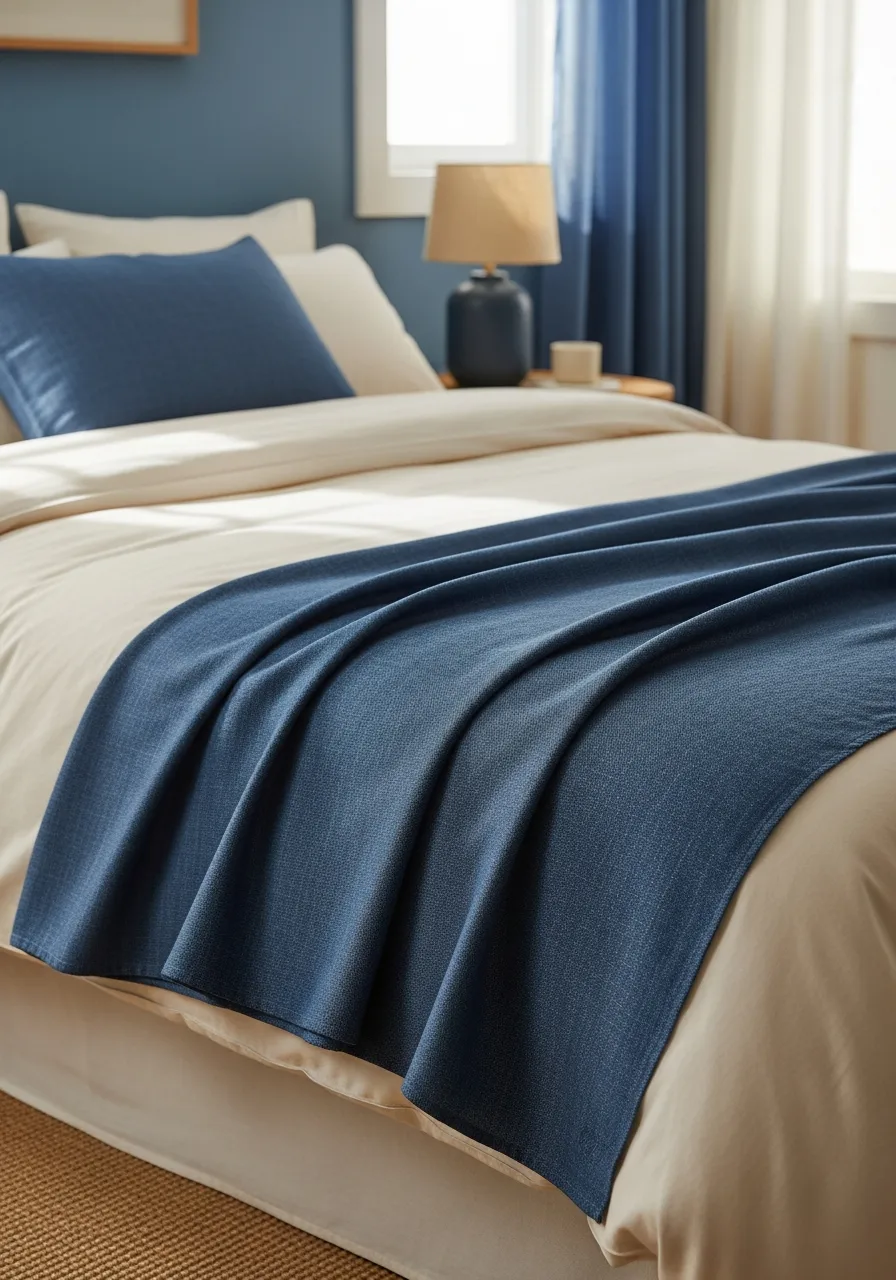31. Denim Blue Bed Scarf