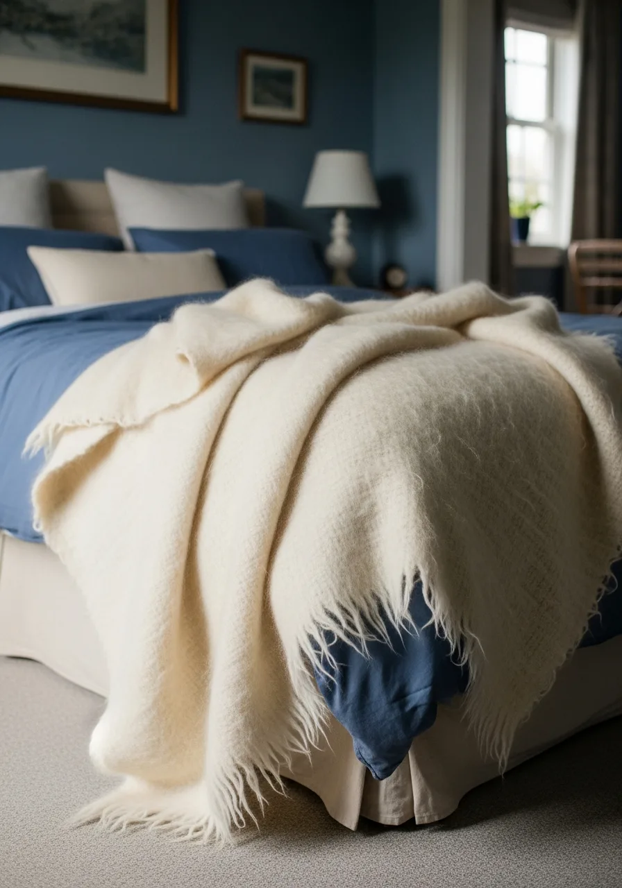36. Cream Mohair Throw