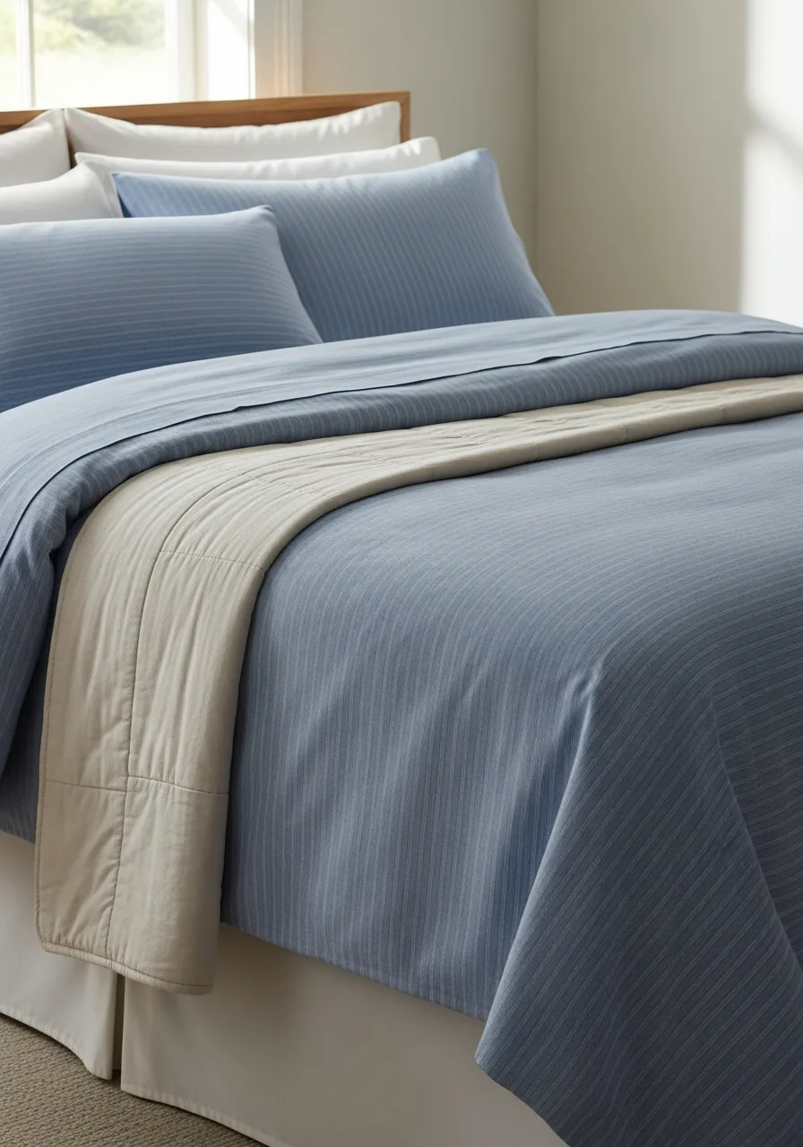 39. Blue Pinstripe Sheets