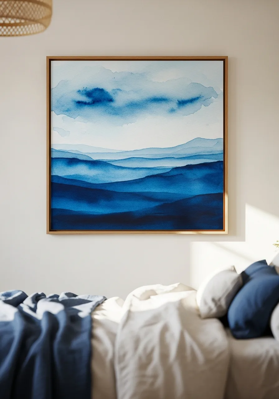 43. Blue Watercolor Landscape Print