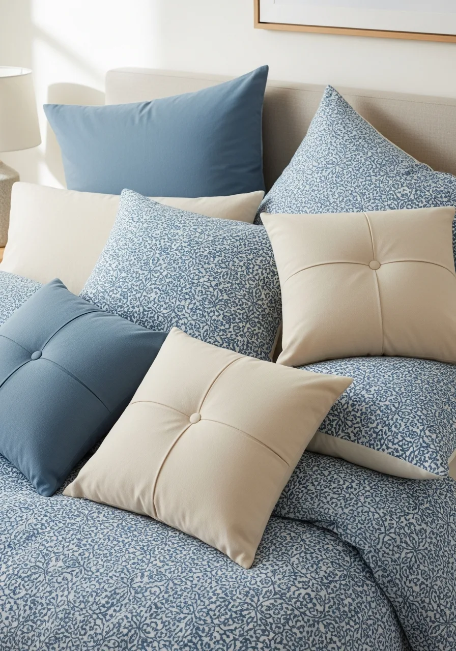 5. Dusty Blue Throw Pillows