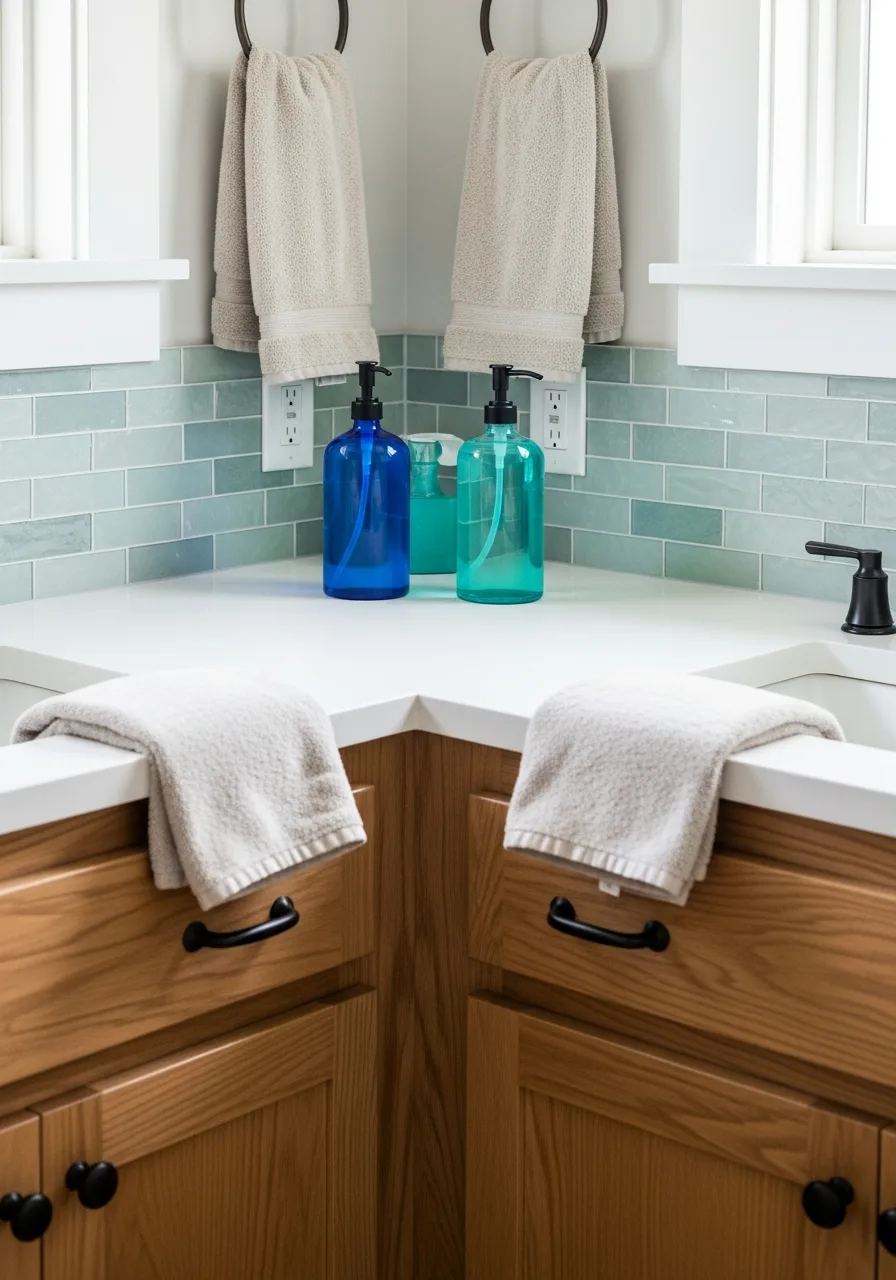 15. Blue Glass Soap Dispensers