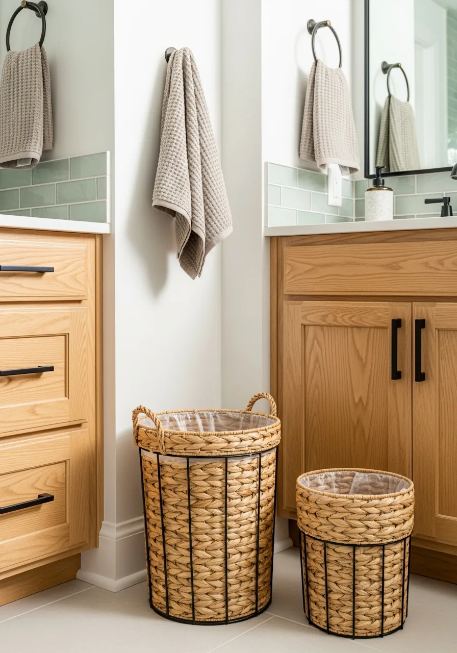 22. Woven Seagrass Wastebaskets