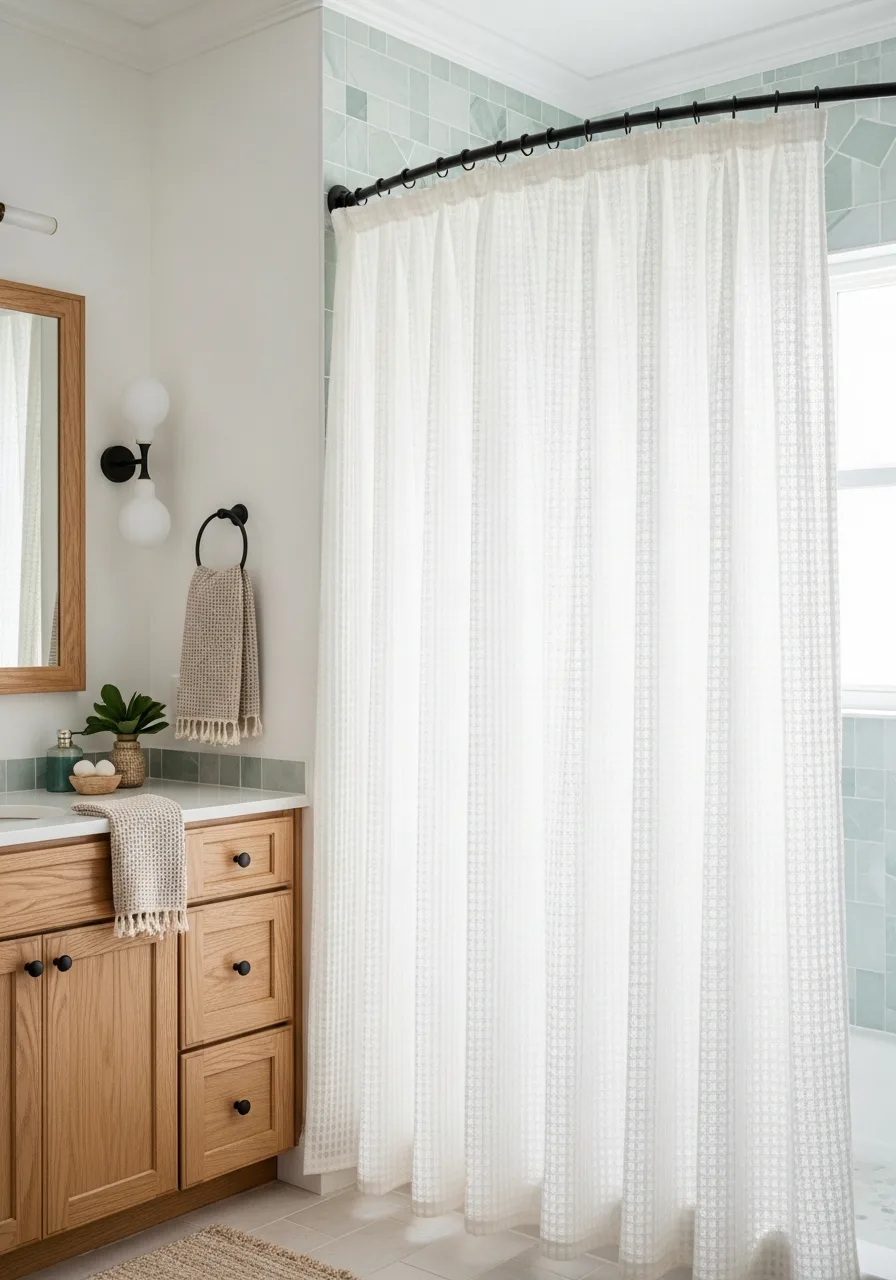 38. Waffle Weave Cotton Curtains