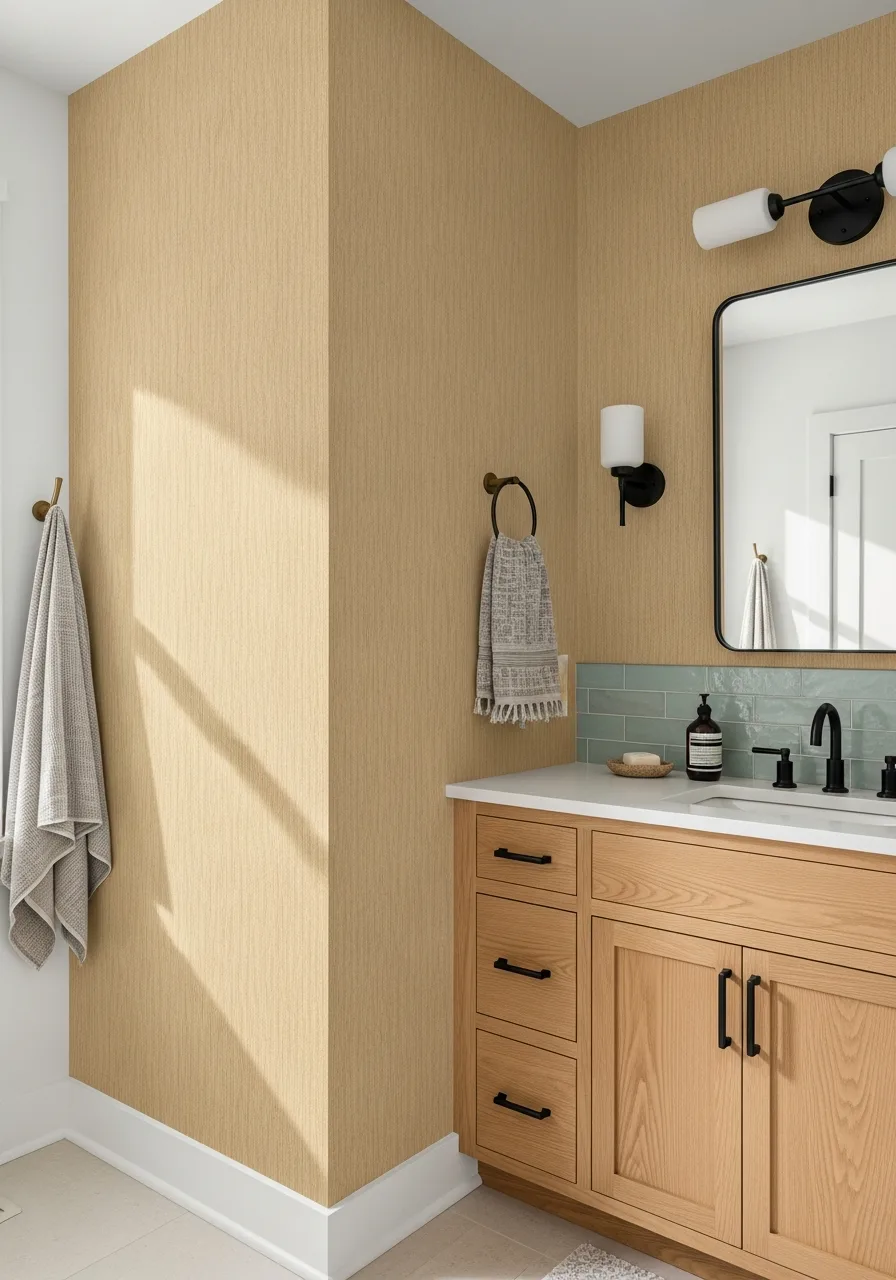 46. Sand Textured Grasscloth Wallpaper