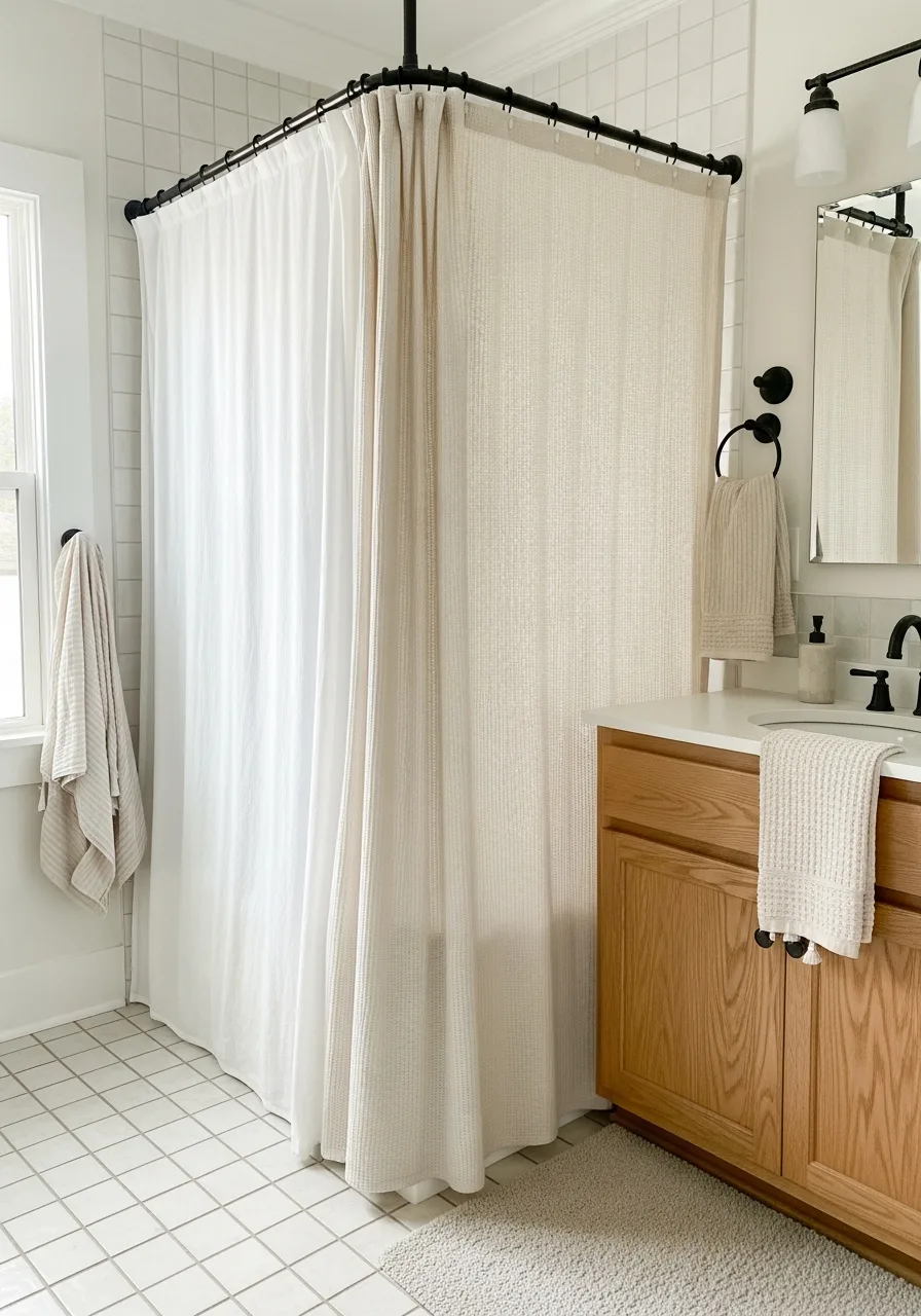 8. Linen Shower Curtains
