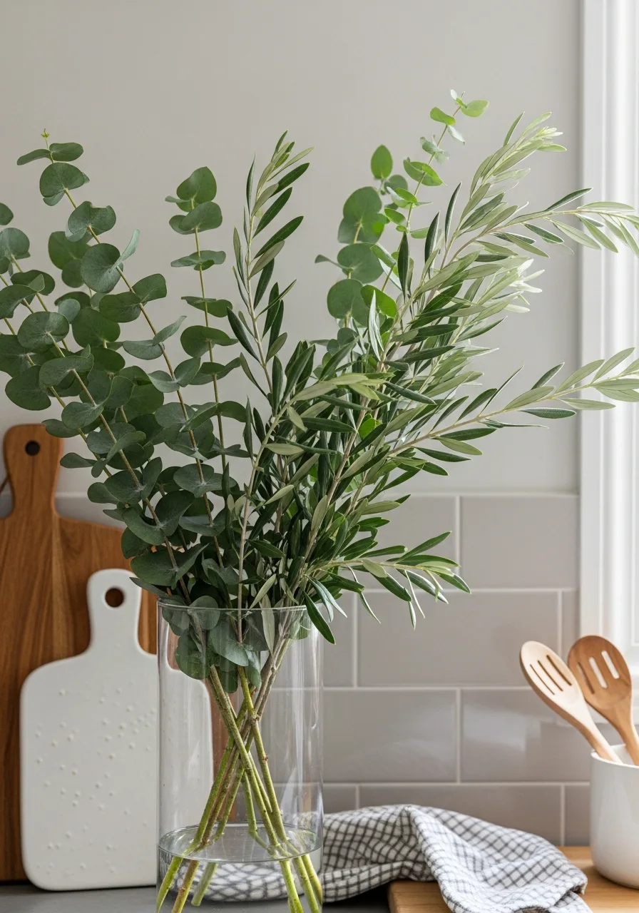 16. Tall Glass Vase Branches