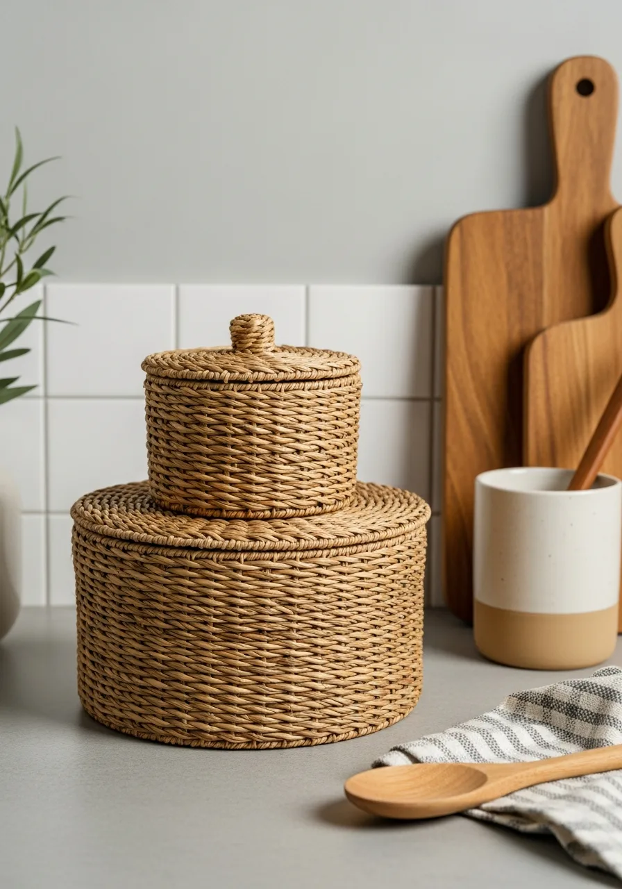 19. Stacked Woven Baskets