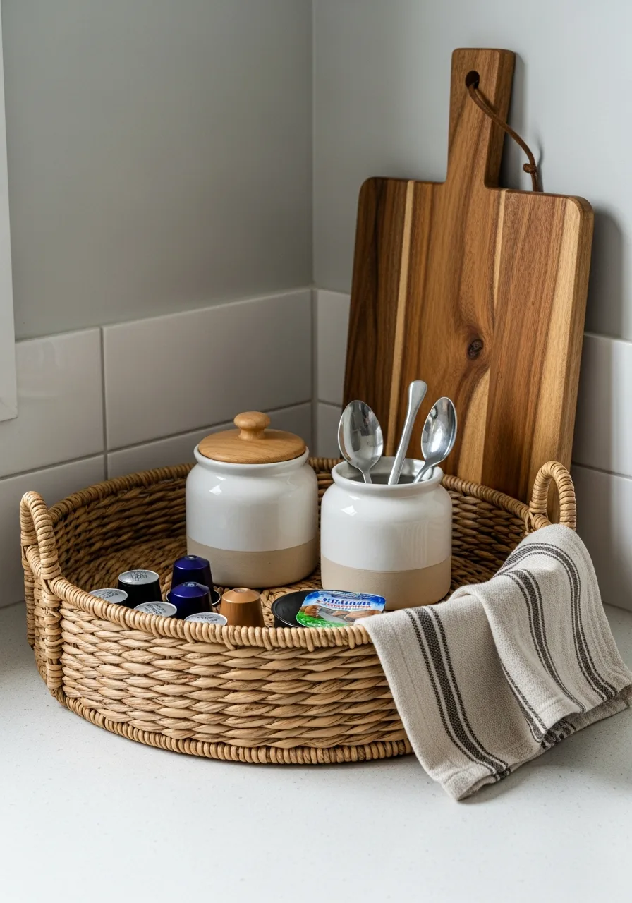 30. Woven Tray Coffee Bar