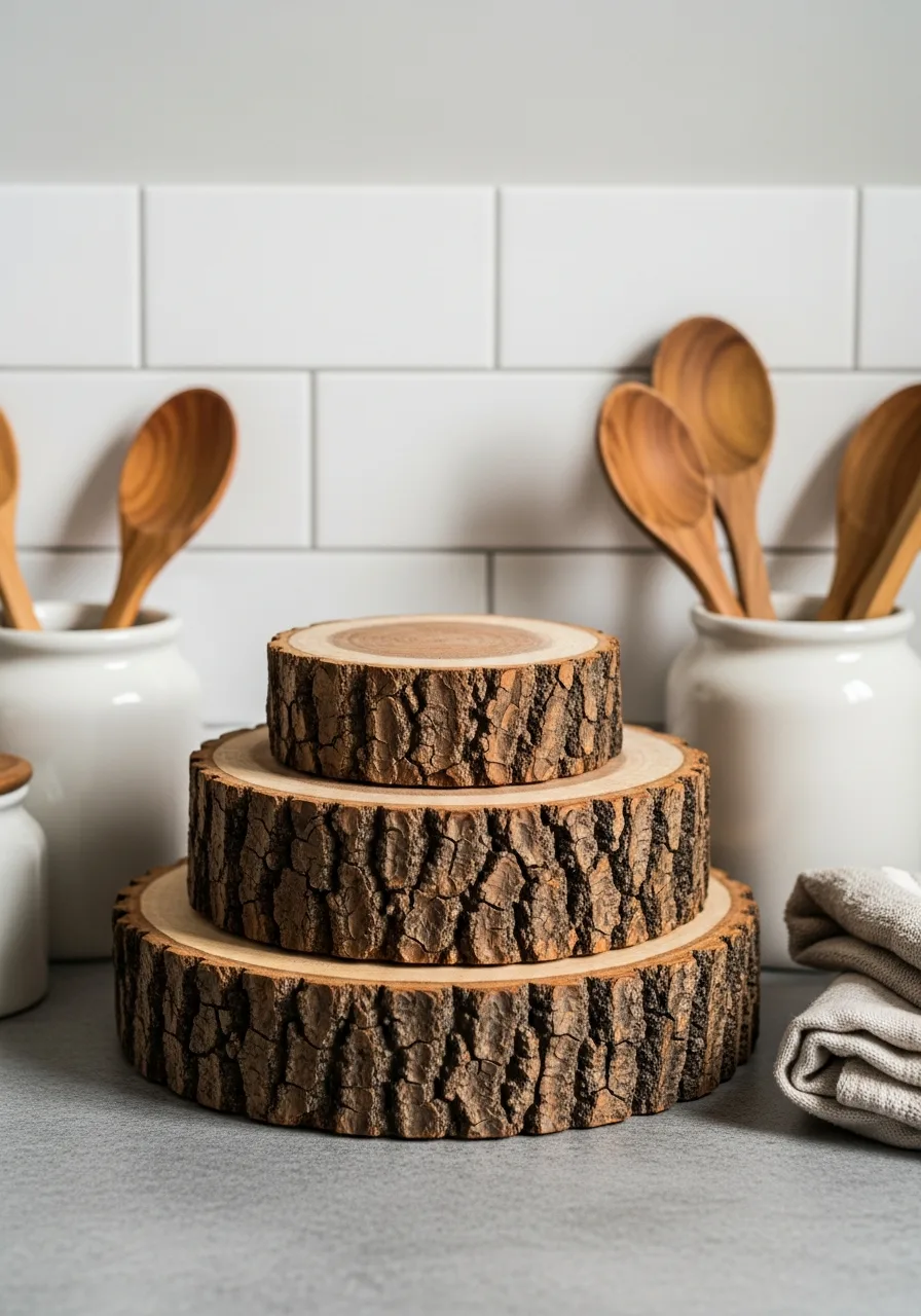 36. Natural Wood Slice Stack