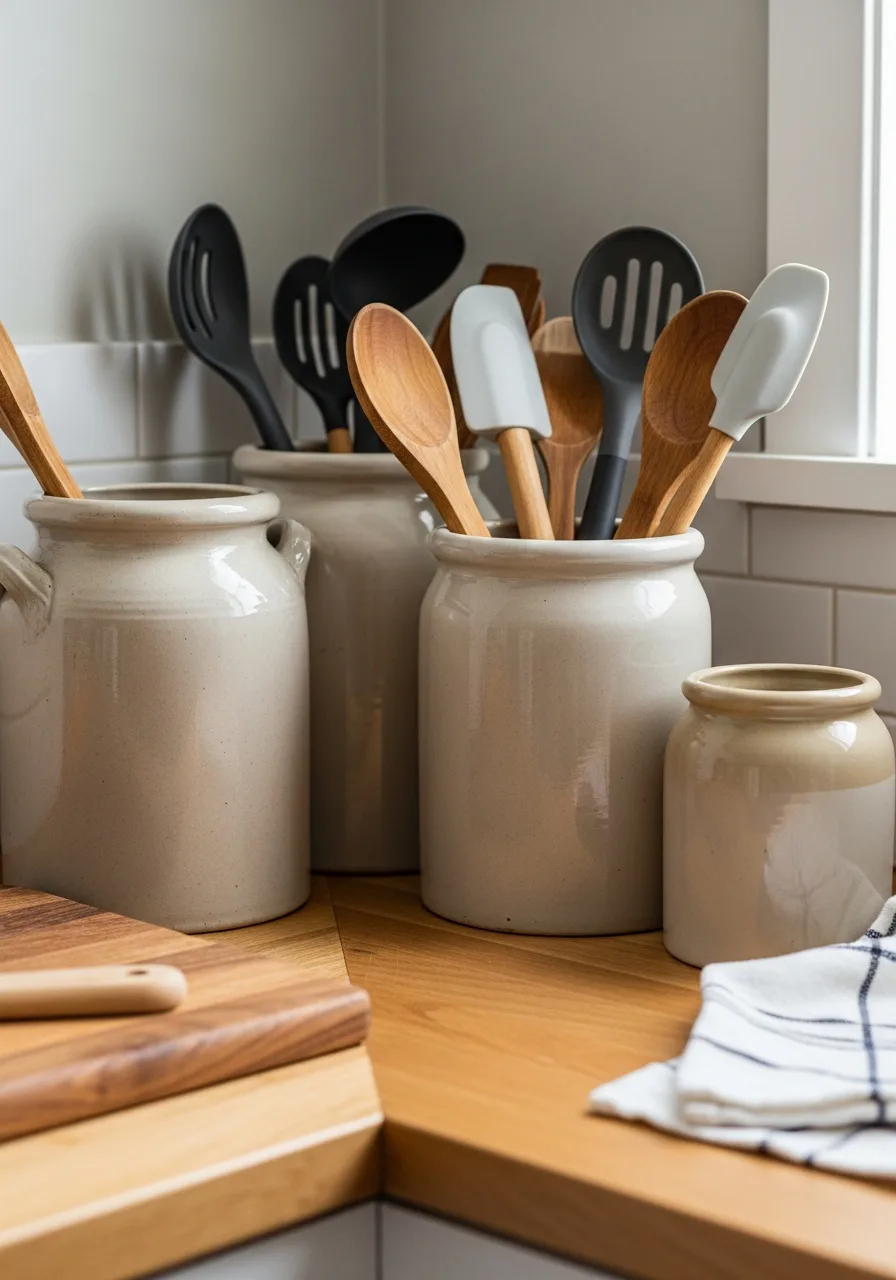 5. Vintage Crocks for Utensils