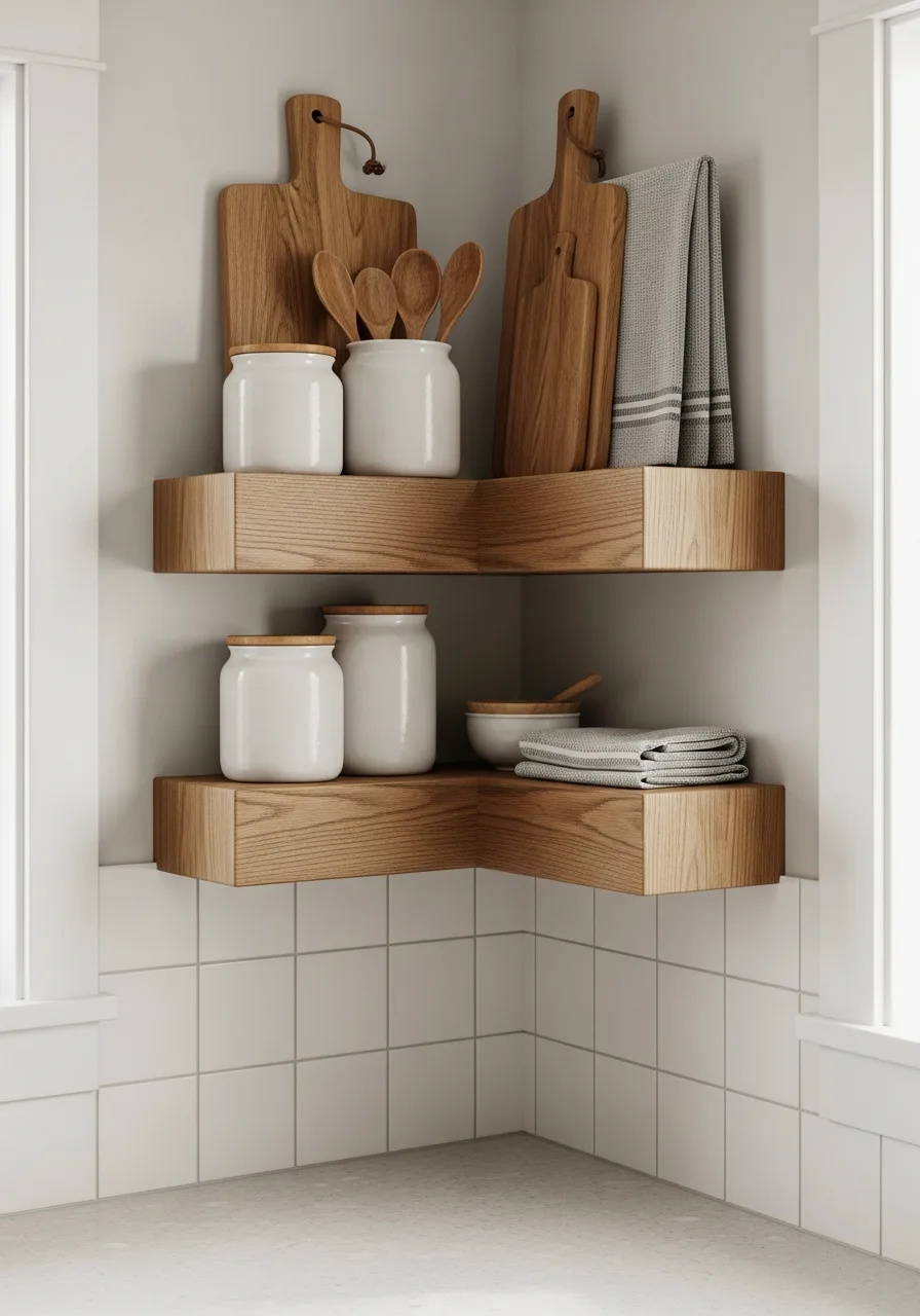 7. Corner Floating Shelves