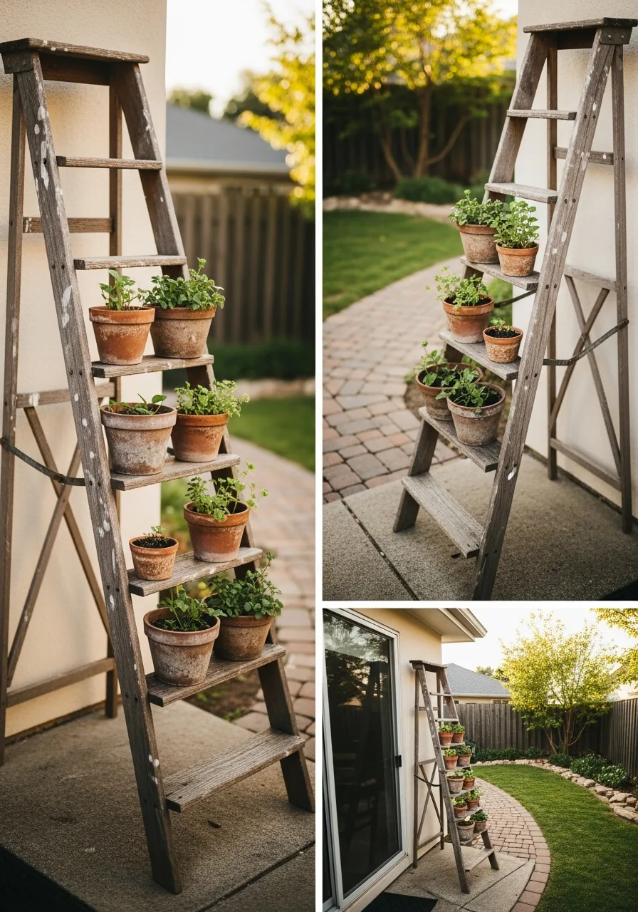 11. Old Ladder Plant Stand