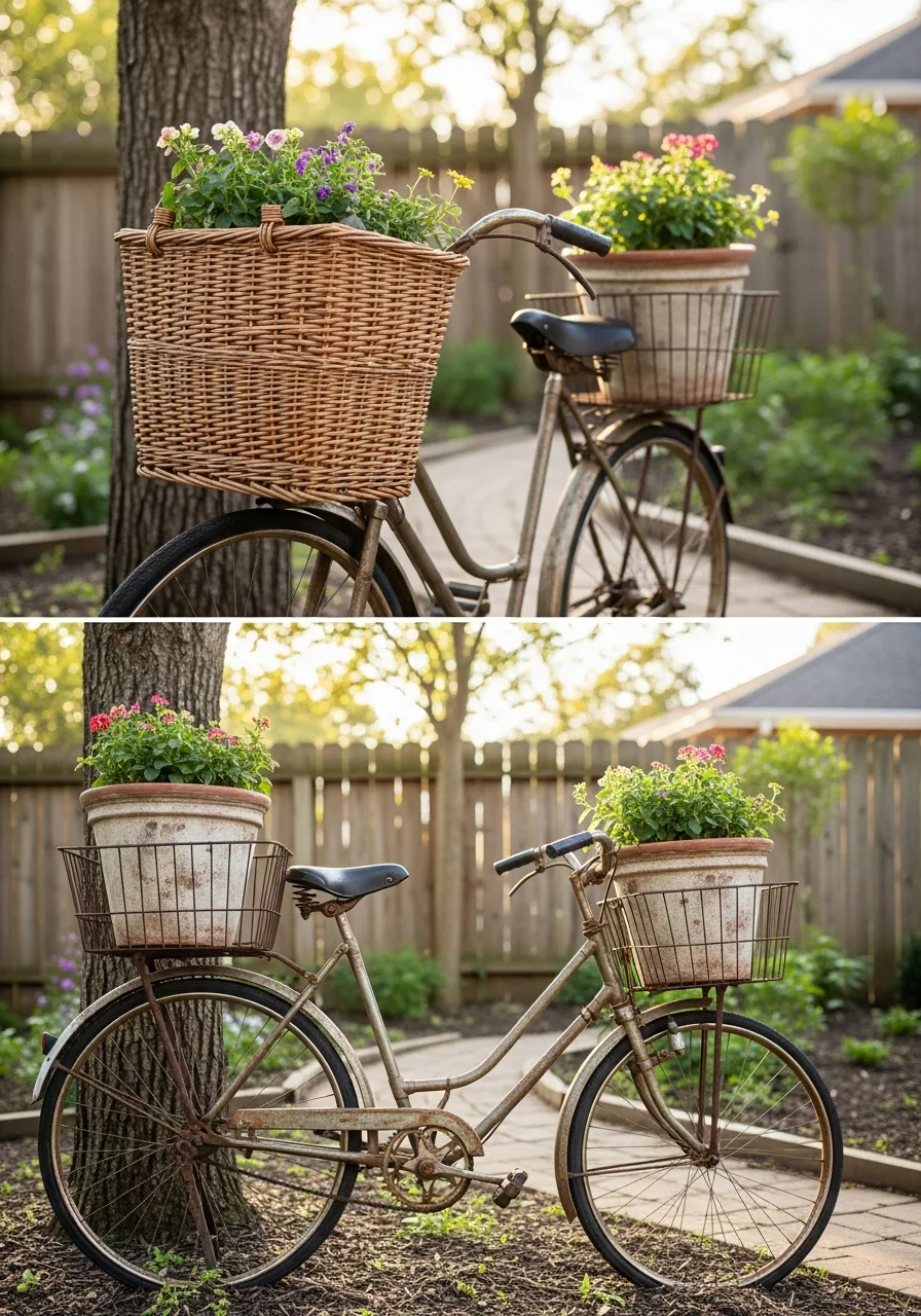 26. Vintage Bicycle Plant Stand