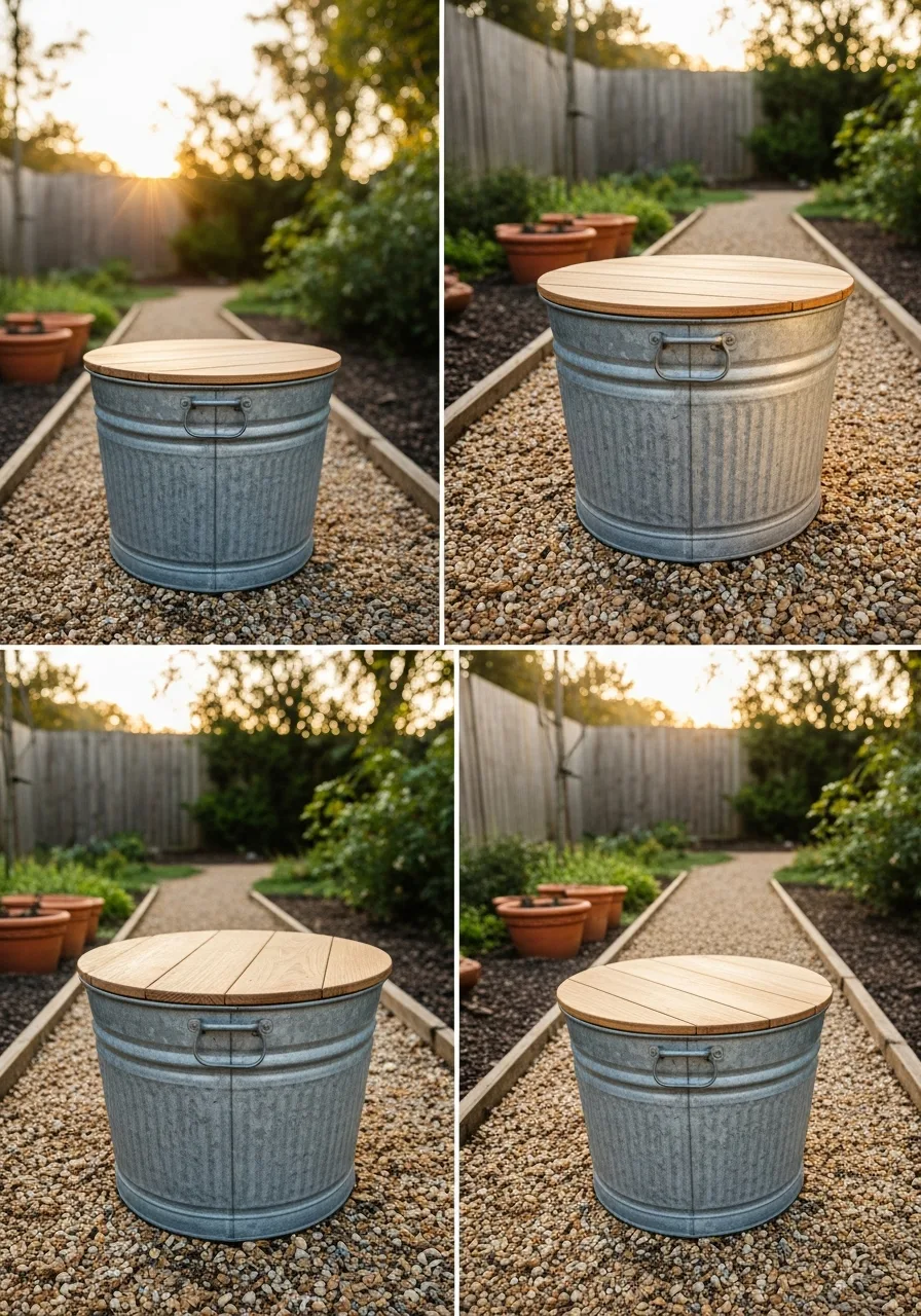 6. Galvanized Bucket Side Table