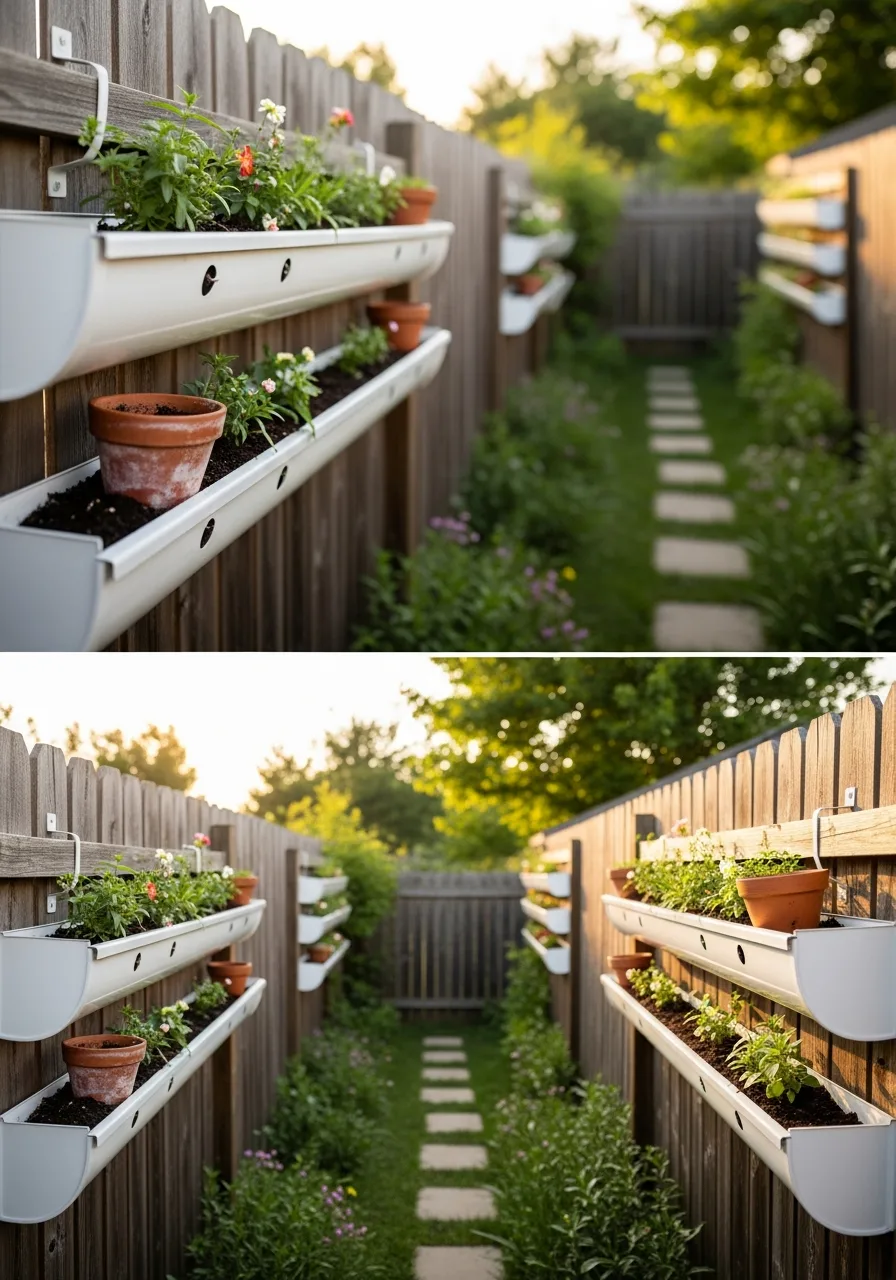 8. Hanging Gutter Garden