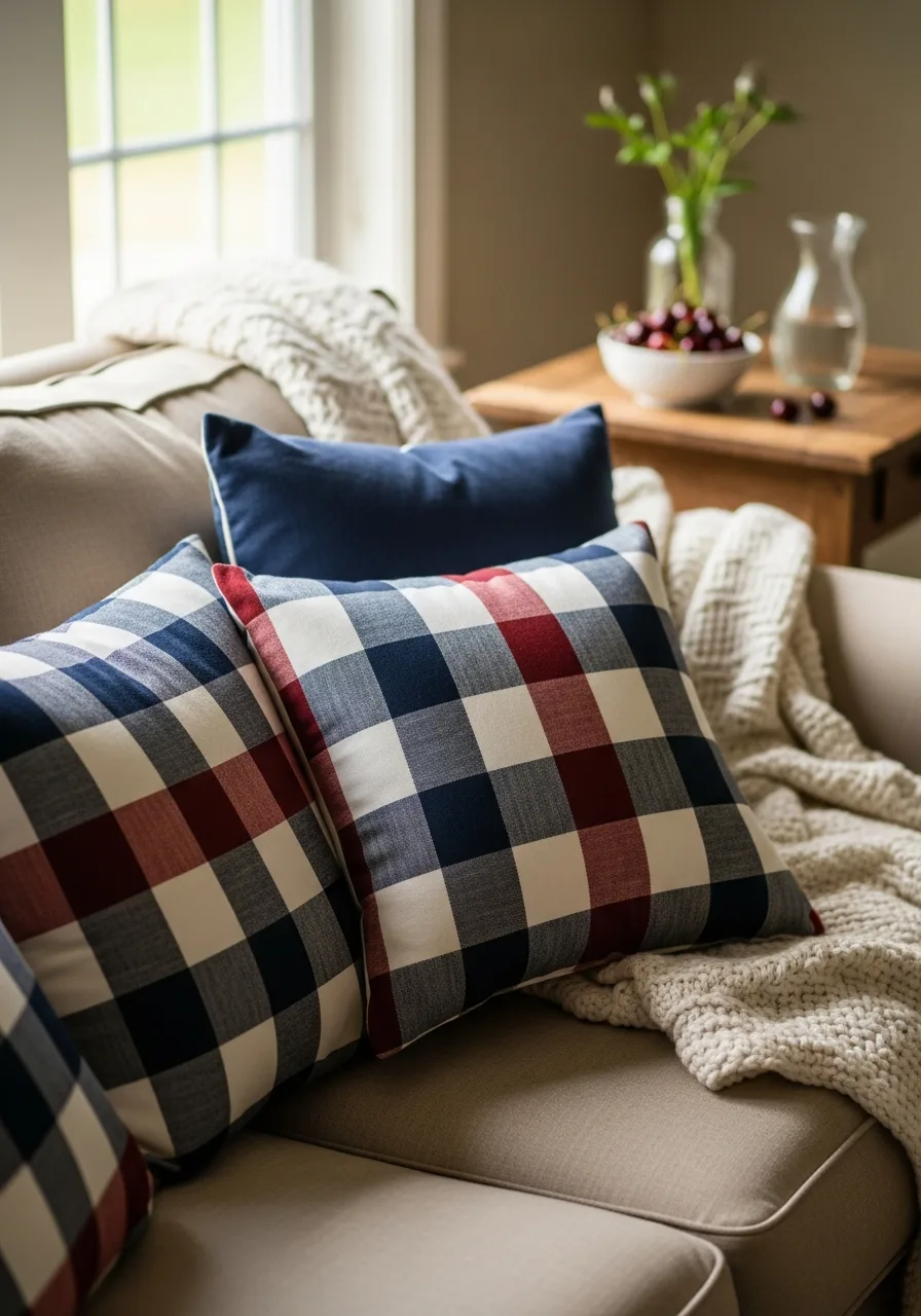 14. Gingham Throw Pillows